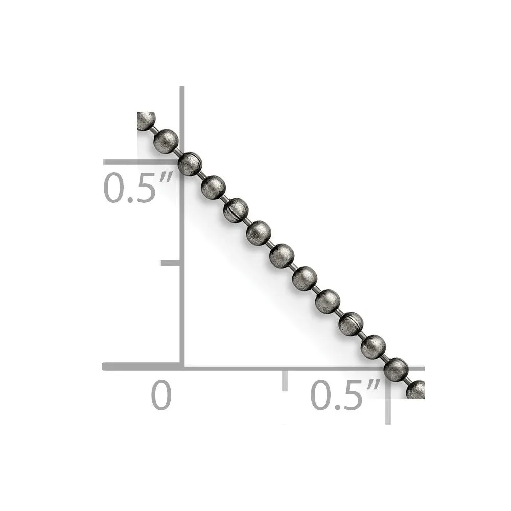 Stainless Steel Antiqued 2mm 22in Beaded Ball Chain