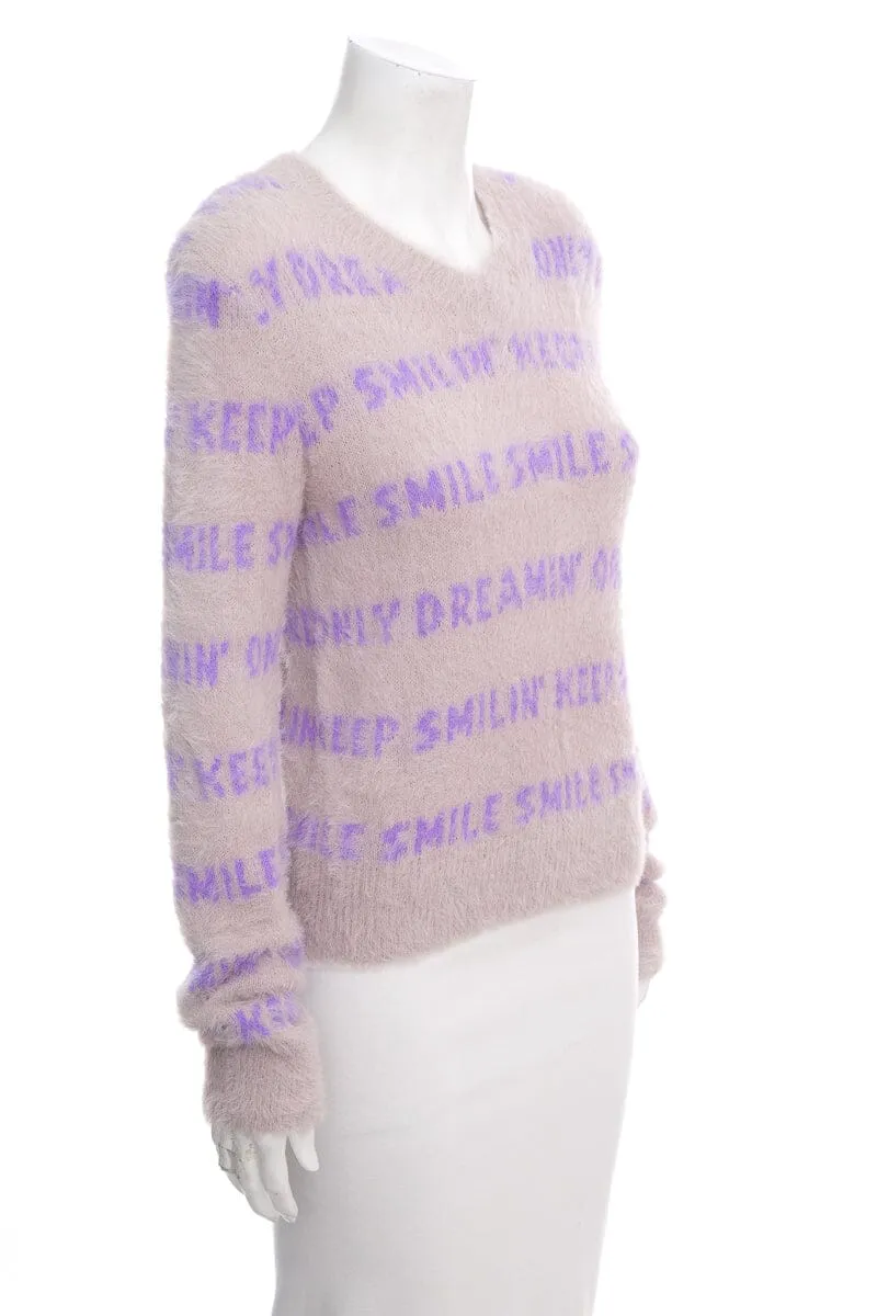 Stella McCartney Purple Fuzzy "Keep Smiling" Sweater SZ 44