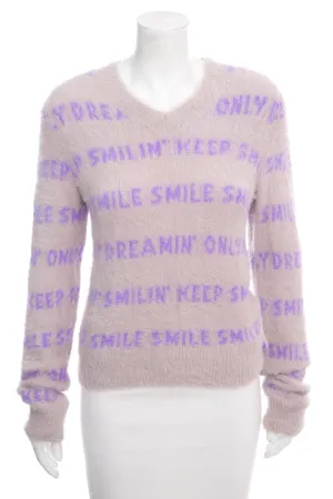 Stella McCartney Purple Fuzzy "Keep Smiling" Sweater SZ 44