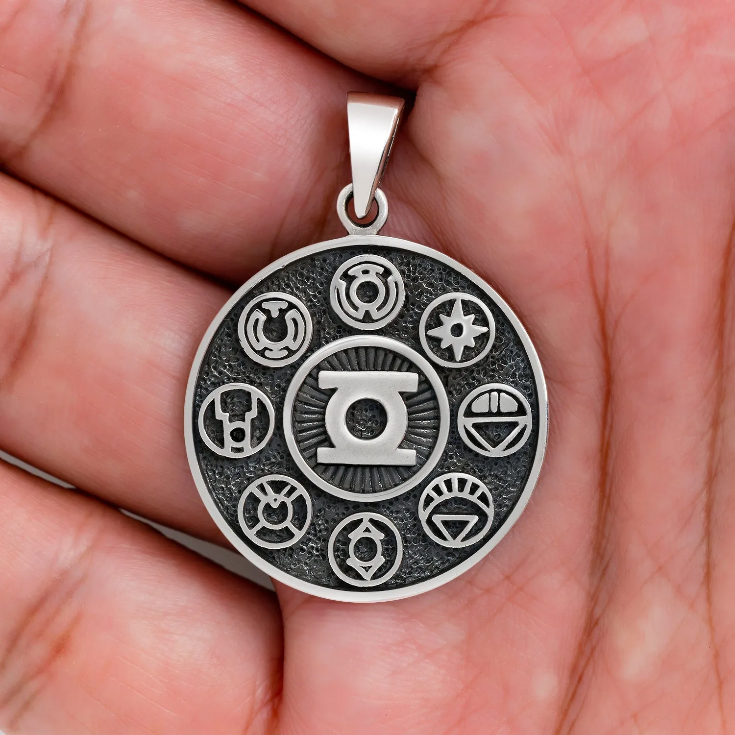 Sterling Silver Green Lantern American Comics Superhero Pendant