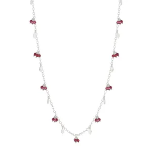 Sterling Silver Tiny Petal Chain with Garnet
