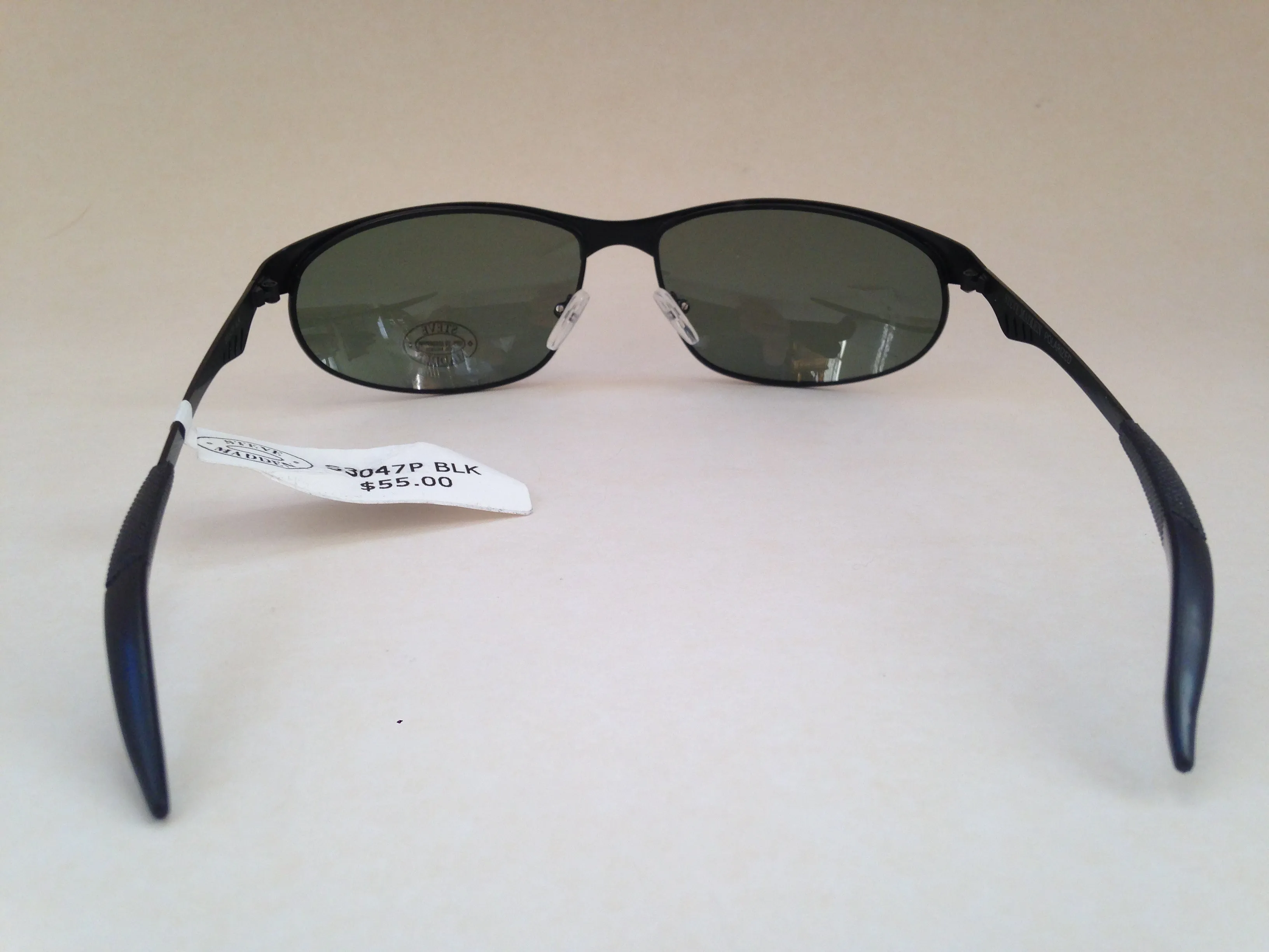 Steve Madden Sunglasses Polarized Sport Black Metal Frame Green Lens S3047P BLK