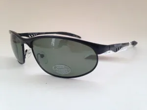Steve Madden Sunglasses Polarized Sport Black Metal Frame Green Lens S3047P BLK