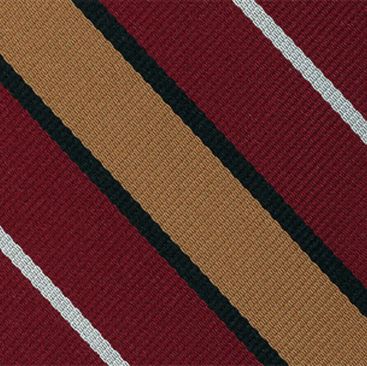 Suffolk Stripe Silk Tie RGT-8  White, Black & Yellow Gold on Dark Red
