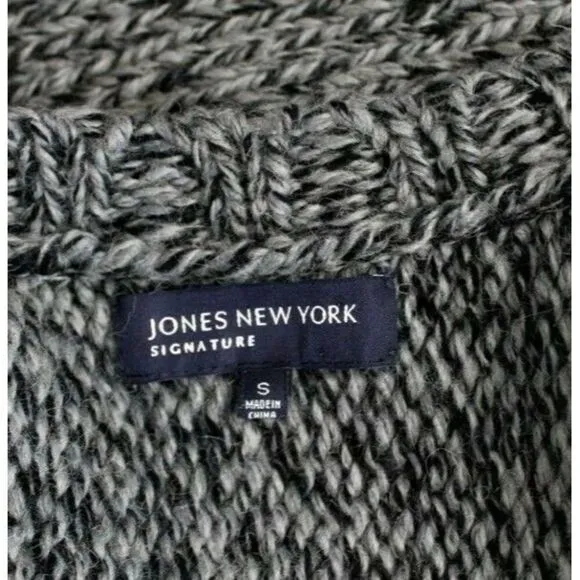 Sweater Jacket Chunky Knit Snap Closure Grannycore Oversized Button Gray Size SM