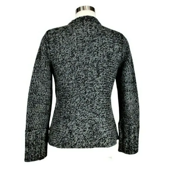 Sweater Jacket Chunky Knit Snap Closure Grannycore Oversized Button Gray Size SM