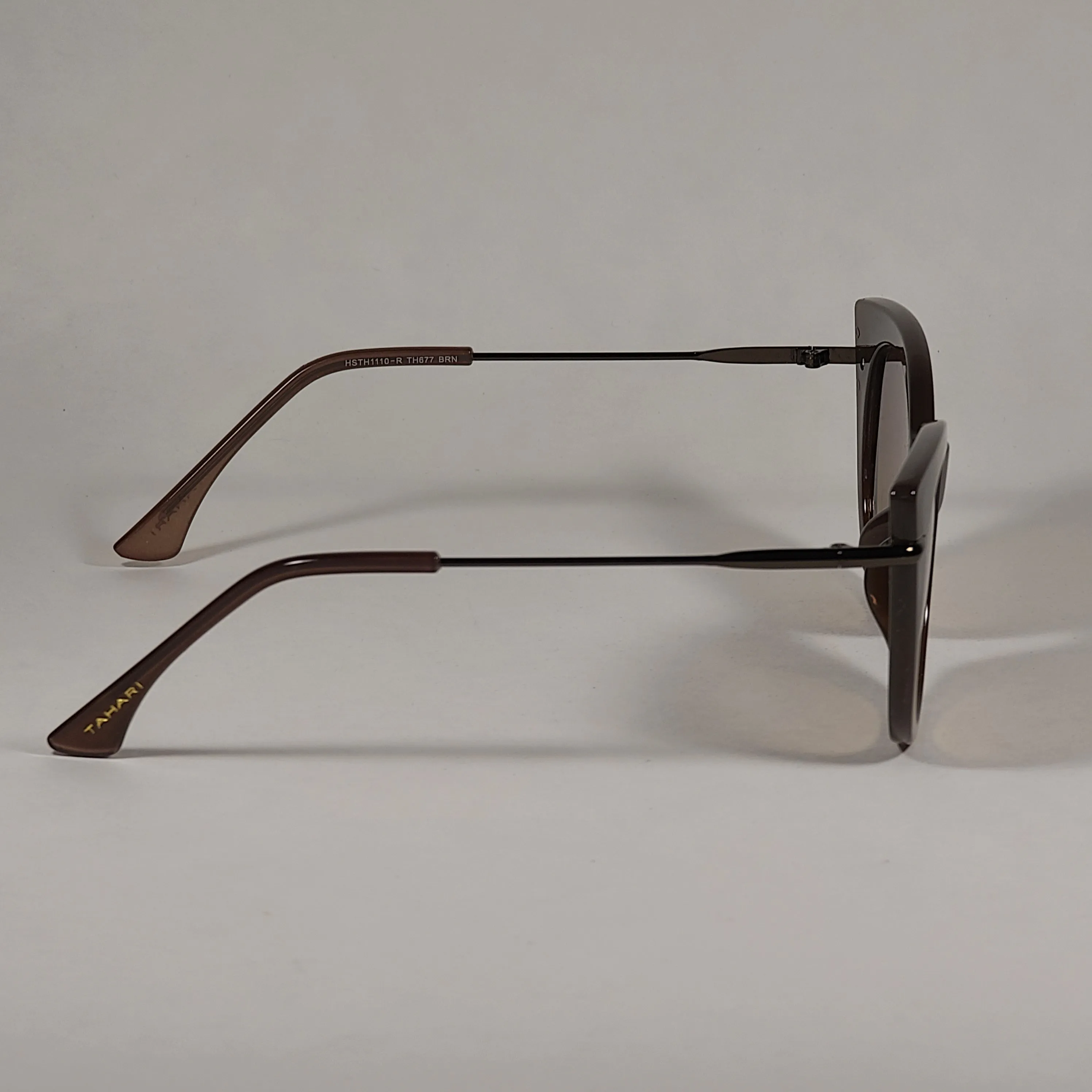 Tahari Round Cat Eye Sunglasses Brown Frame Brown Gradient Lens TH677 BRN
