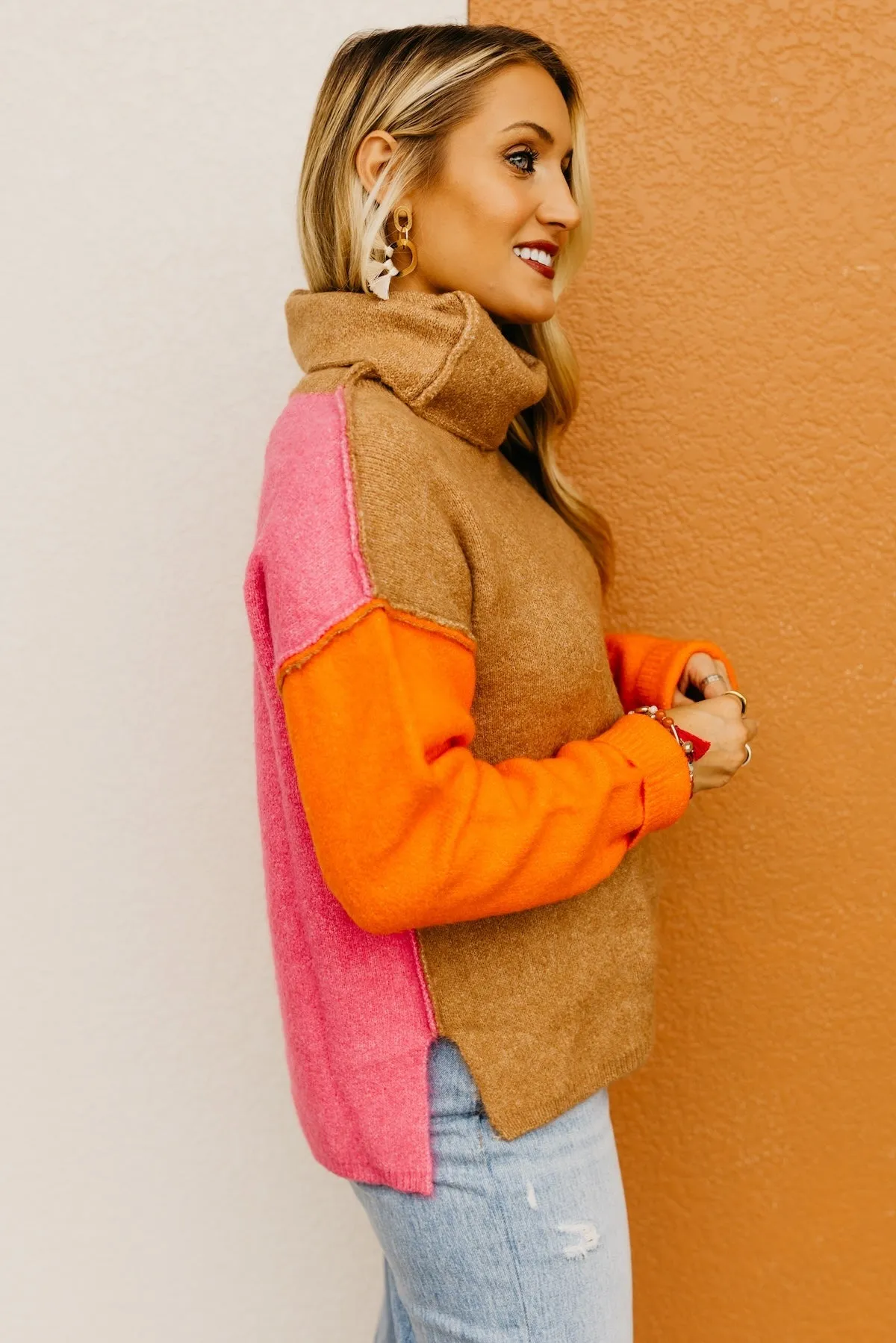 The Adilynn Color Block Cowlneck Sweater