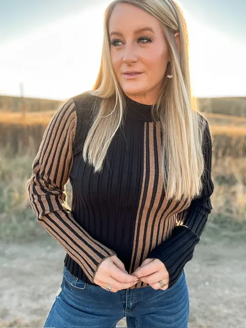The Suede Ribbed Knit Sweater