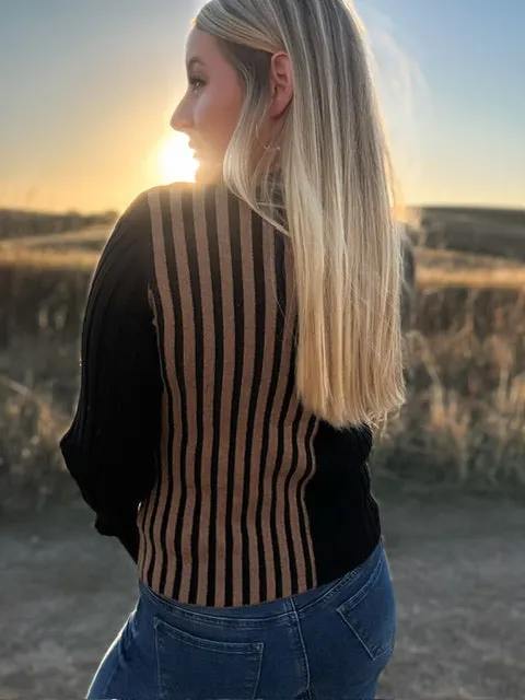 The Suede Ribbed Knit Sweater