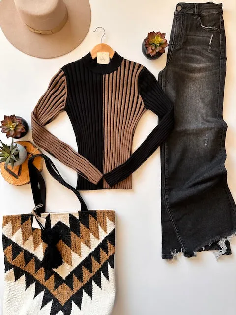 The Suede Ribbed Knit Sweater