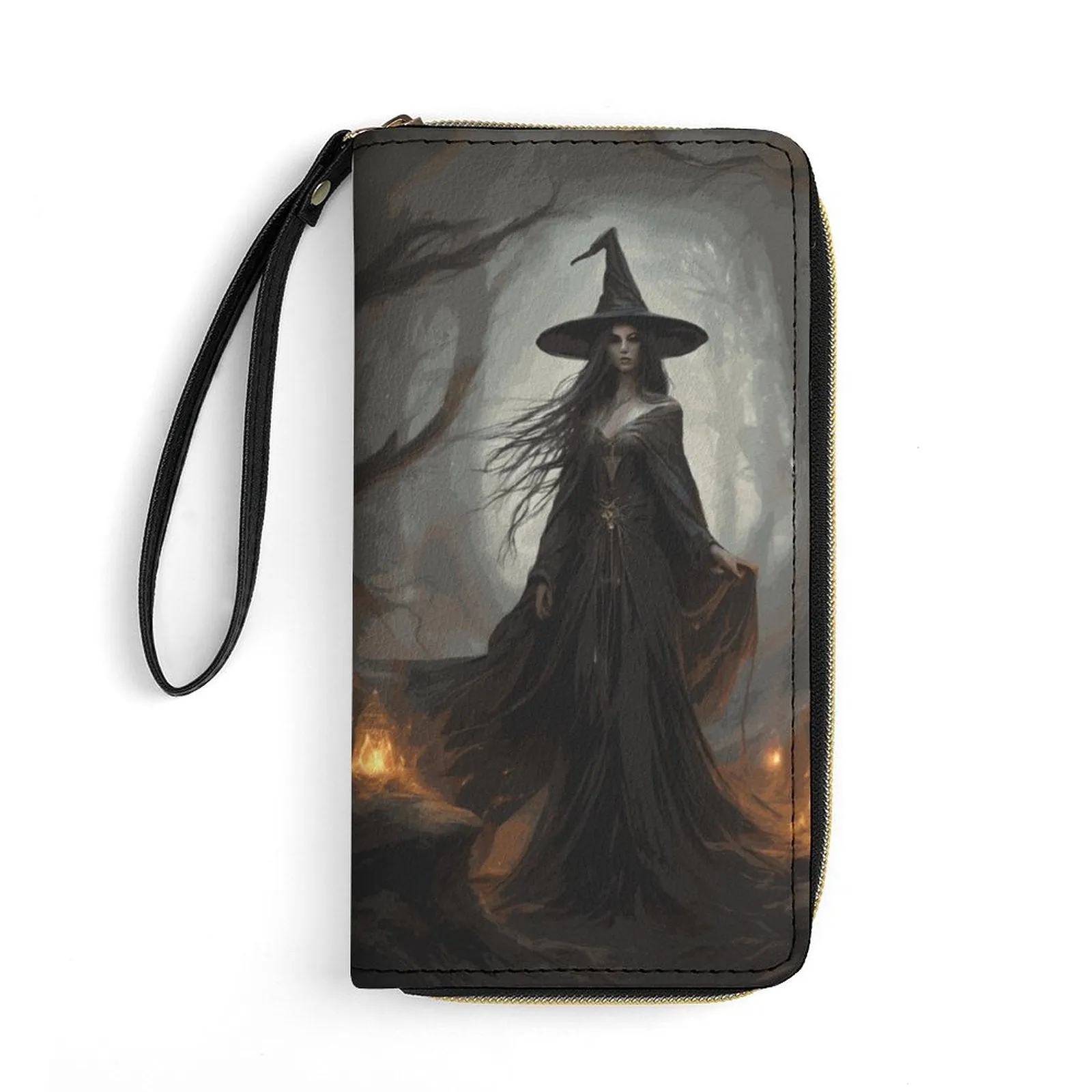 The Witch Leather Wallet with Wristlet Strap, Witchy Gifts