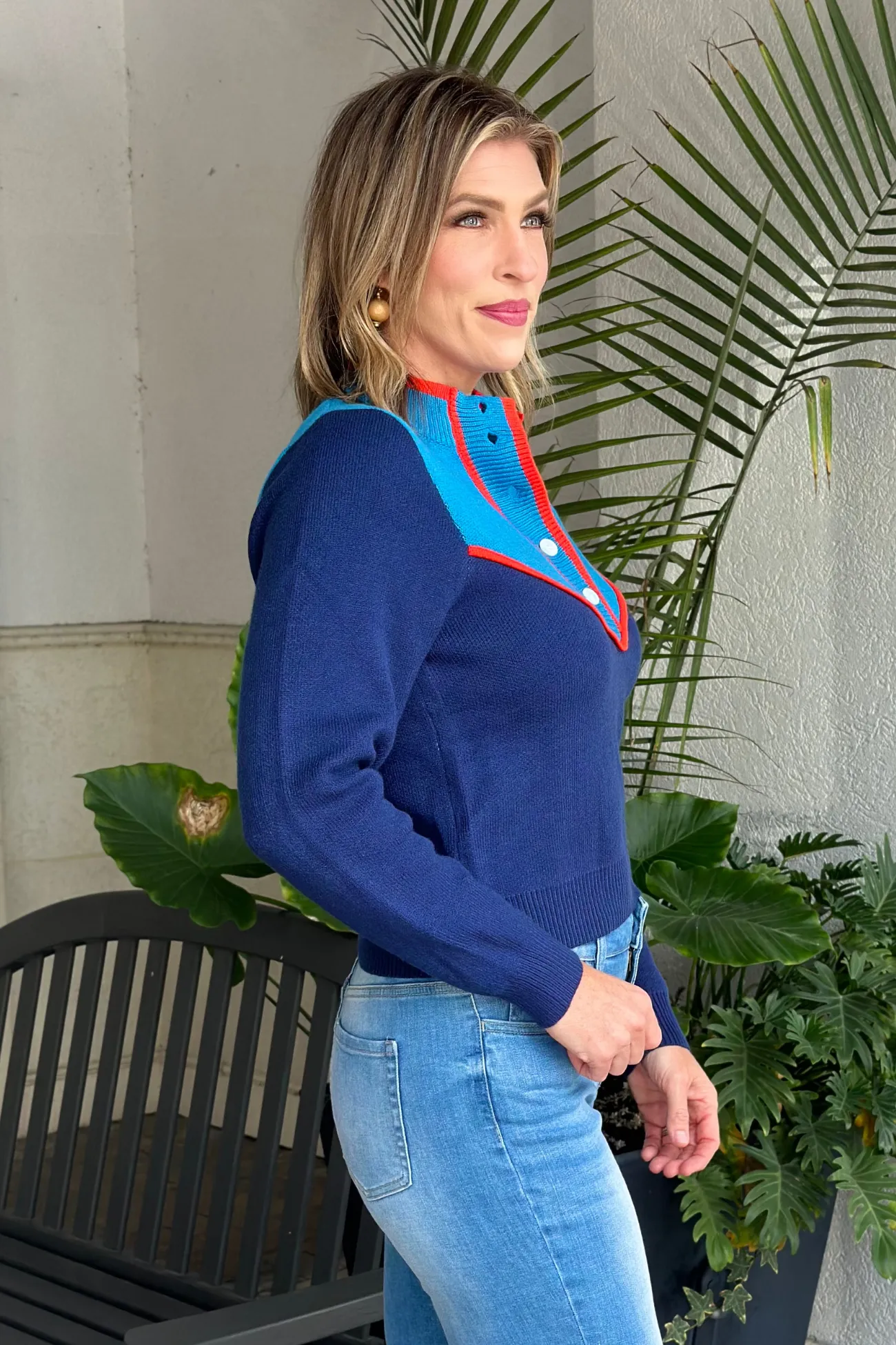 THML Dayton Colorblock Knit Sweater