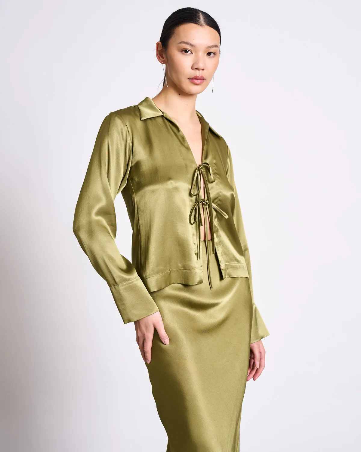 TIE BLOUSE KALUZ WOODY OLIVE