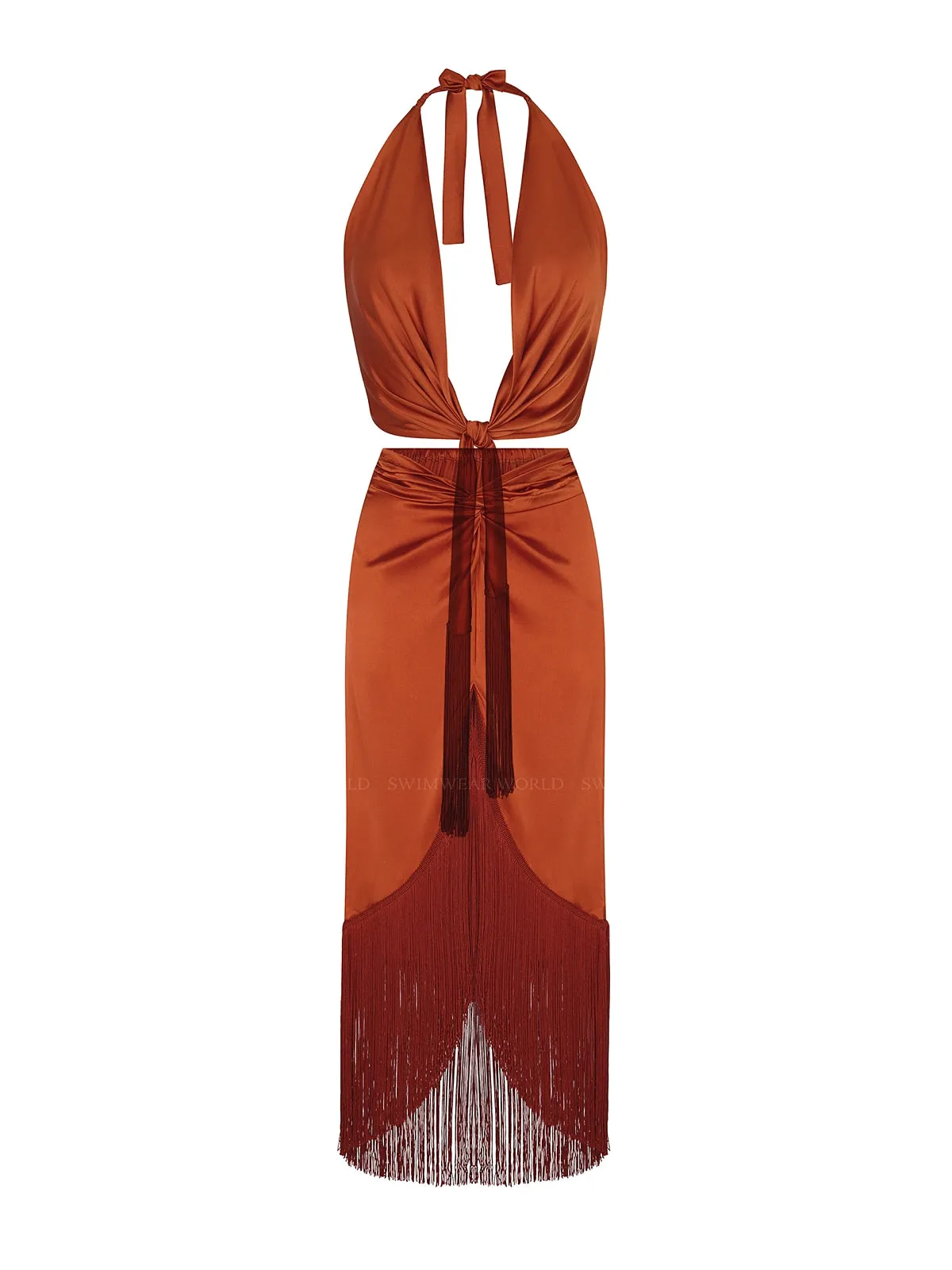 Tie Blouse Ocre 418-Wrap Skirt Ocre 517 ::RET