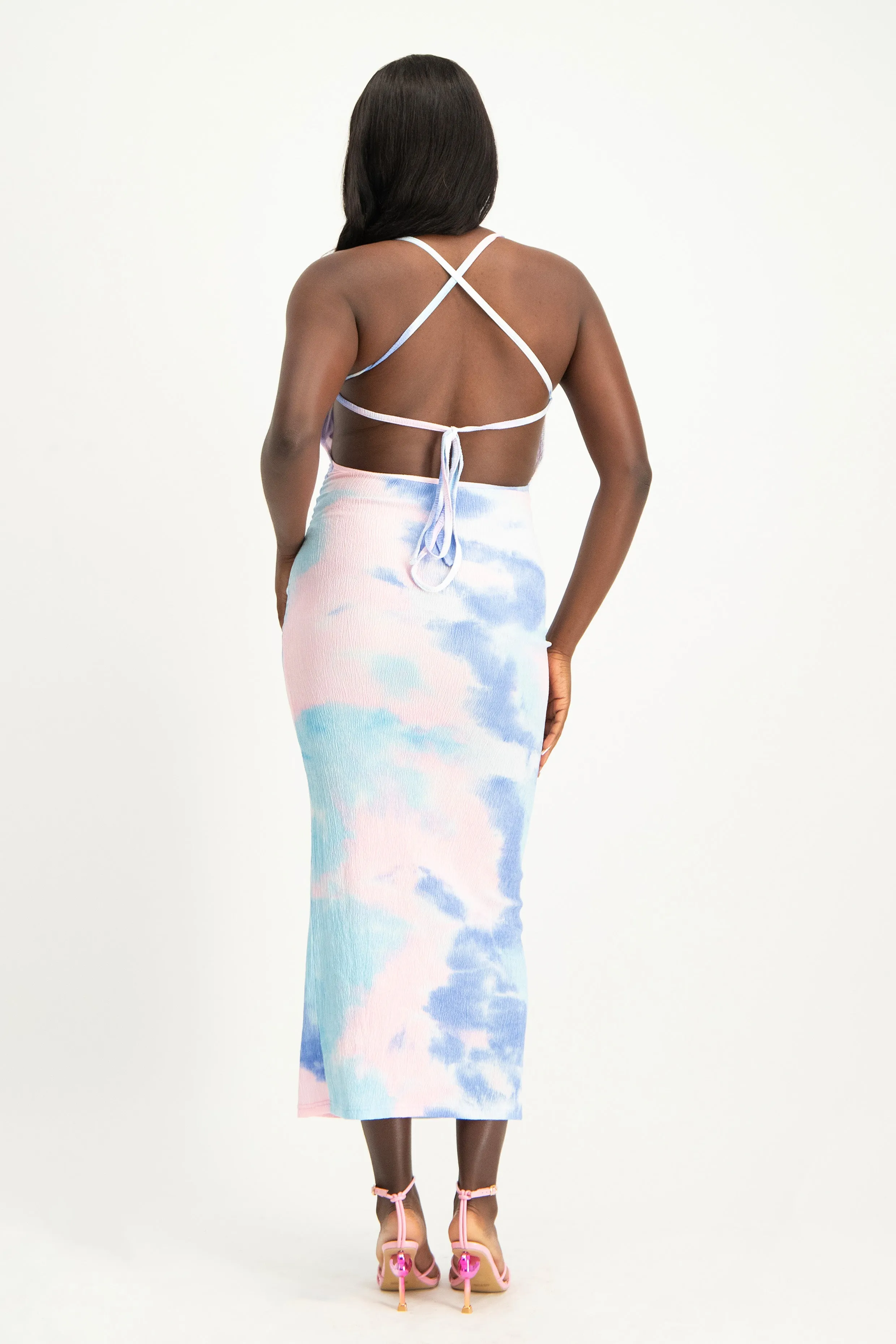 Tie Dye Cowl Neck Dress