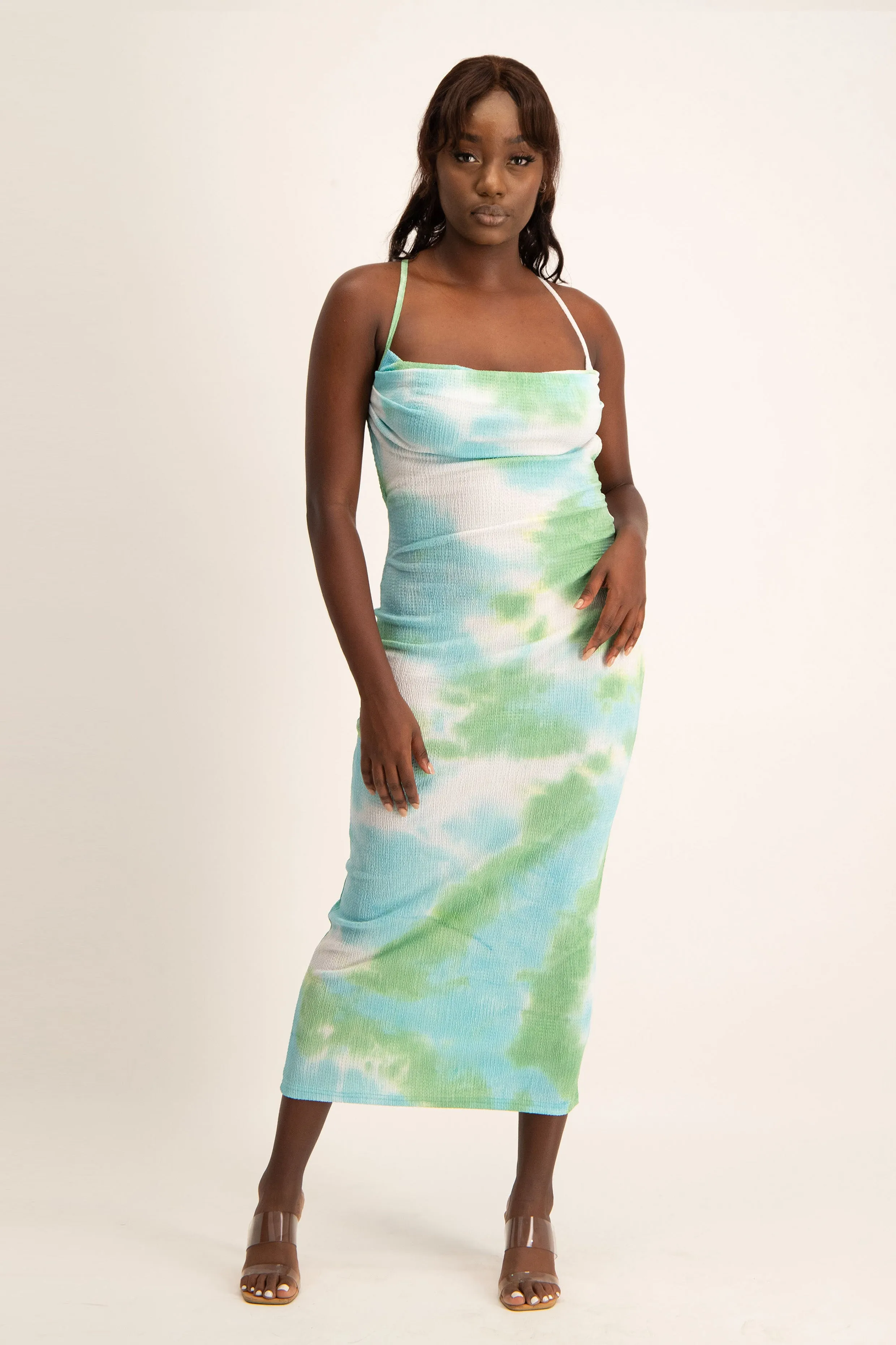 Tie Dye Cowl Neck Dress