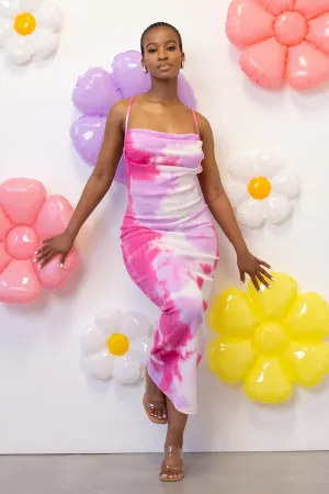 Tie Dye Cowl Neck Dress