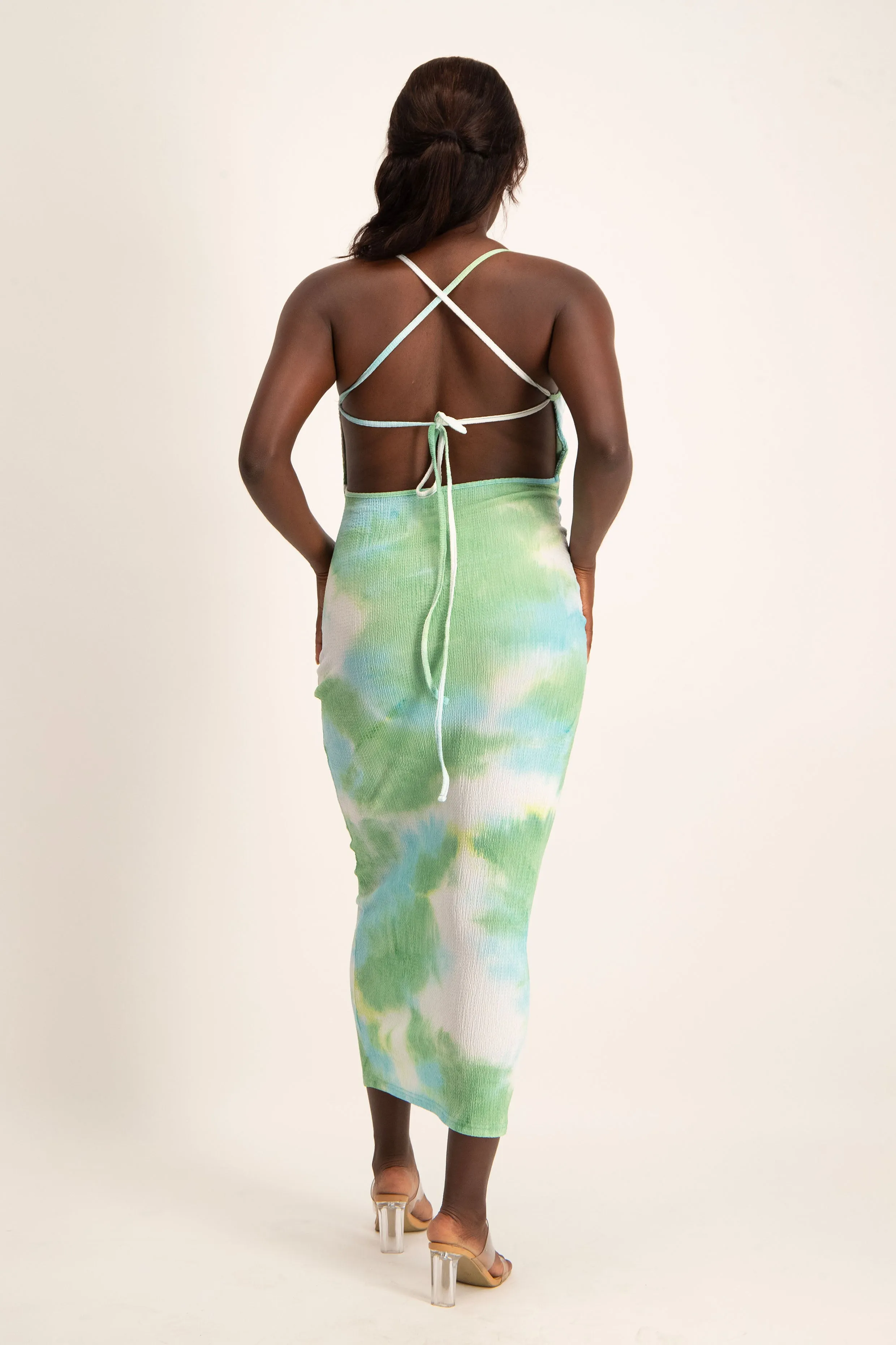Tie Dye Cowl Neck Dress