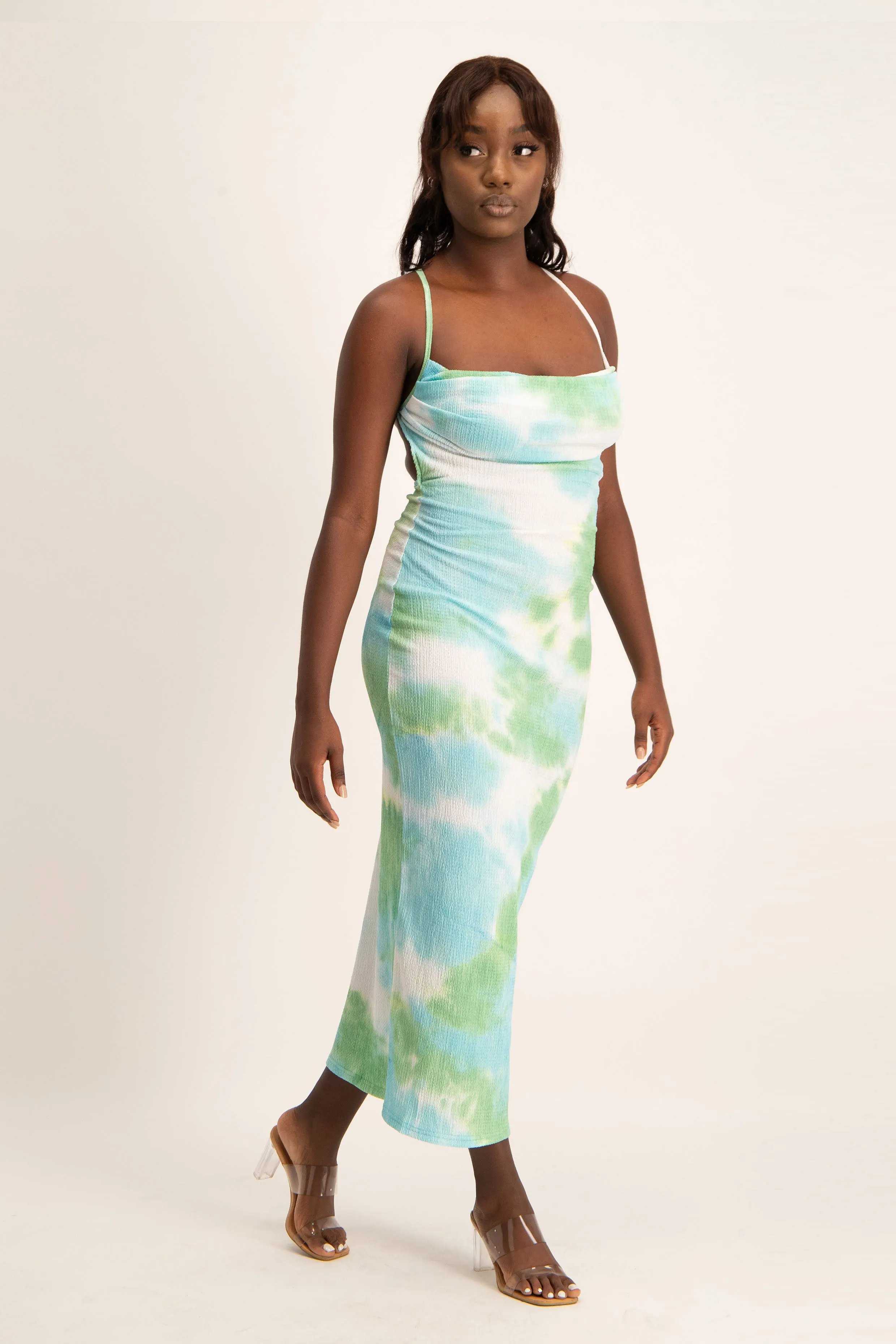 Tie Dye Cowl Neck Dress