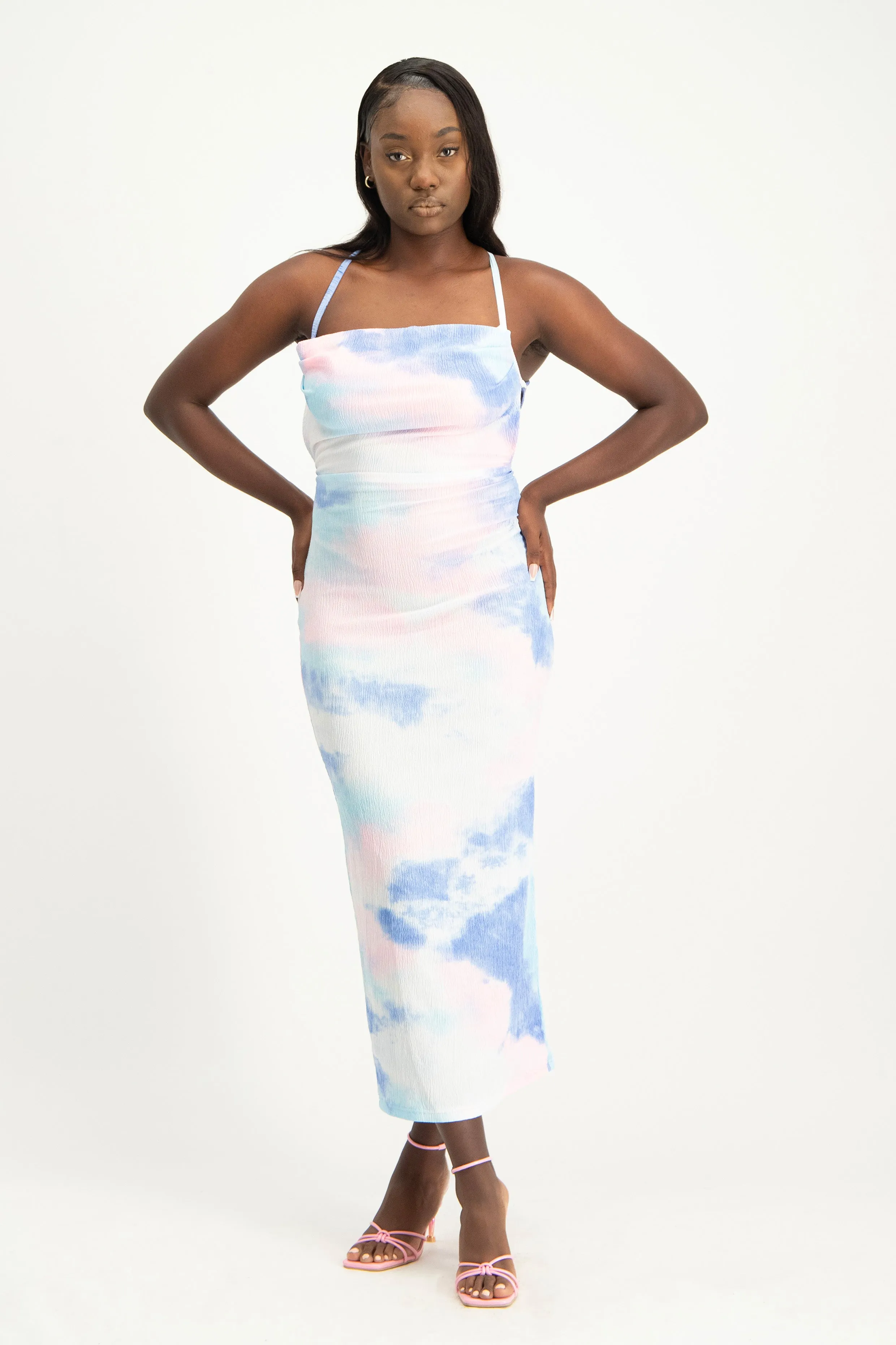 Tie Dye Cowl Neck Dress
