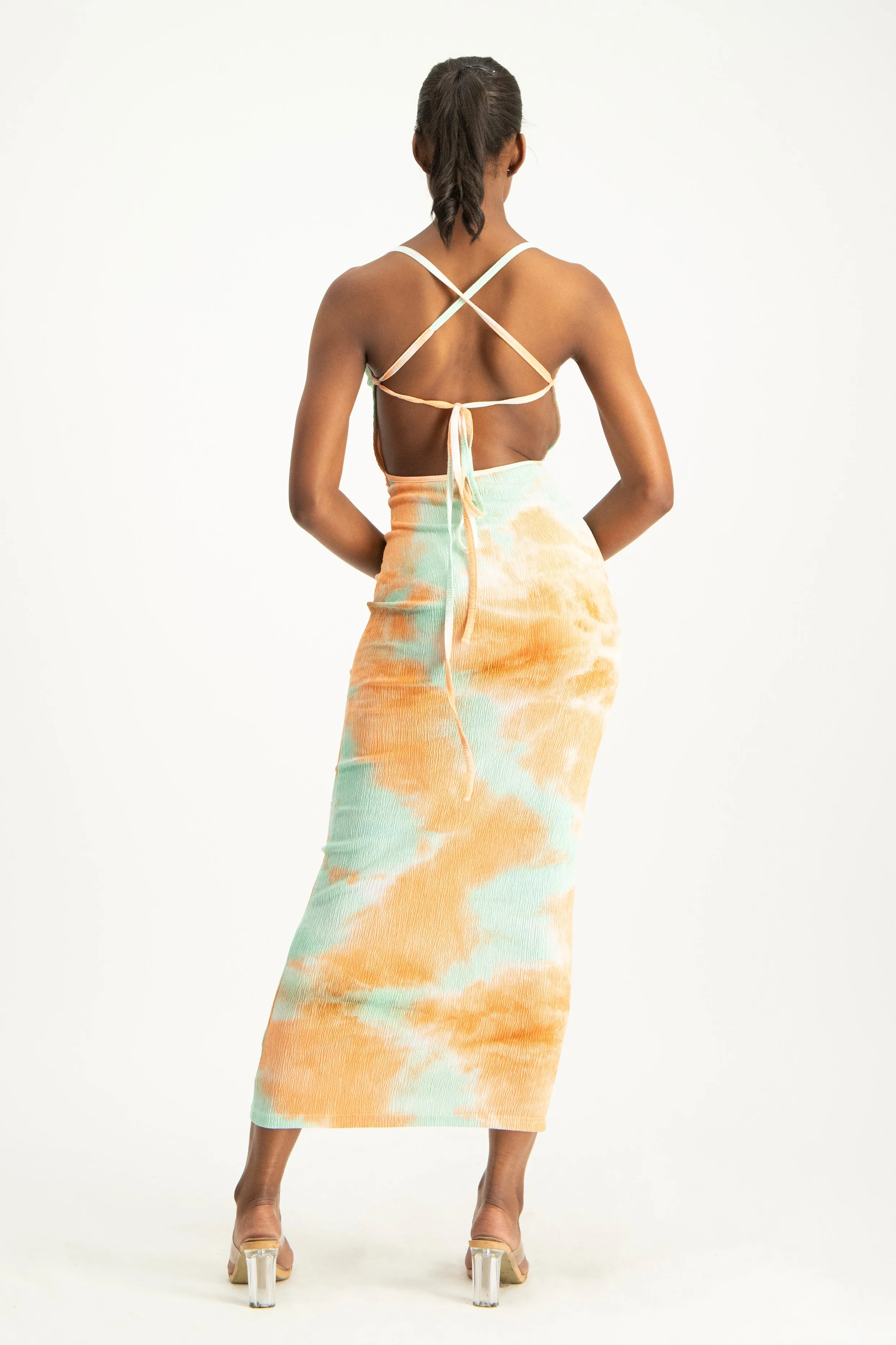 Tie Dye Cowl Neck Dress
