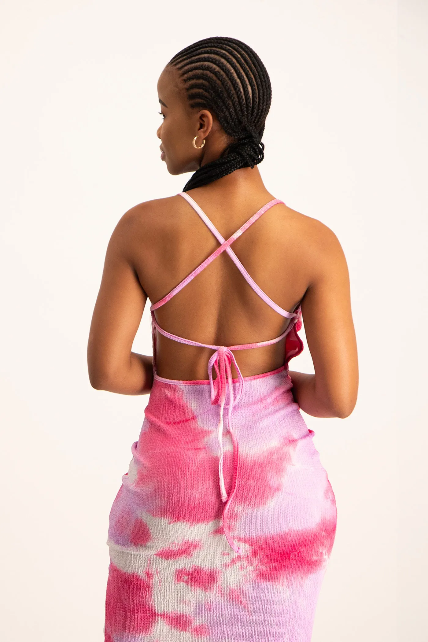 Tie Dye Cowl Neck Dress