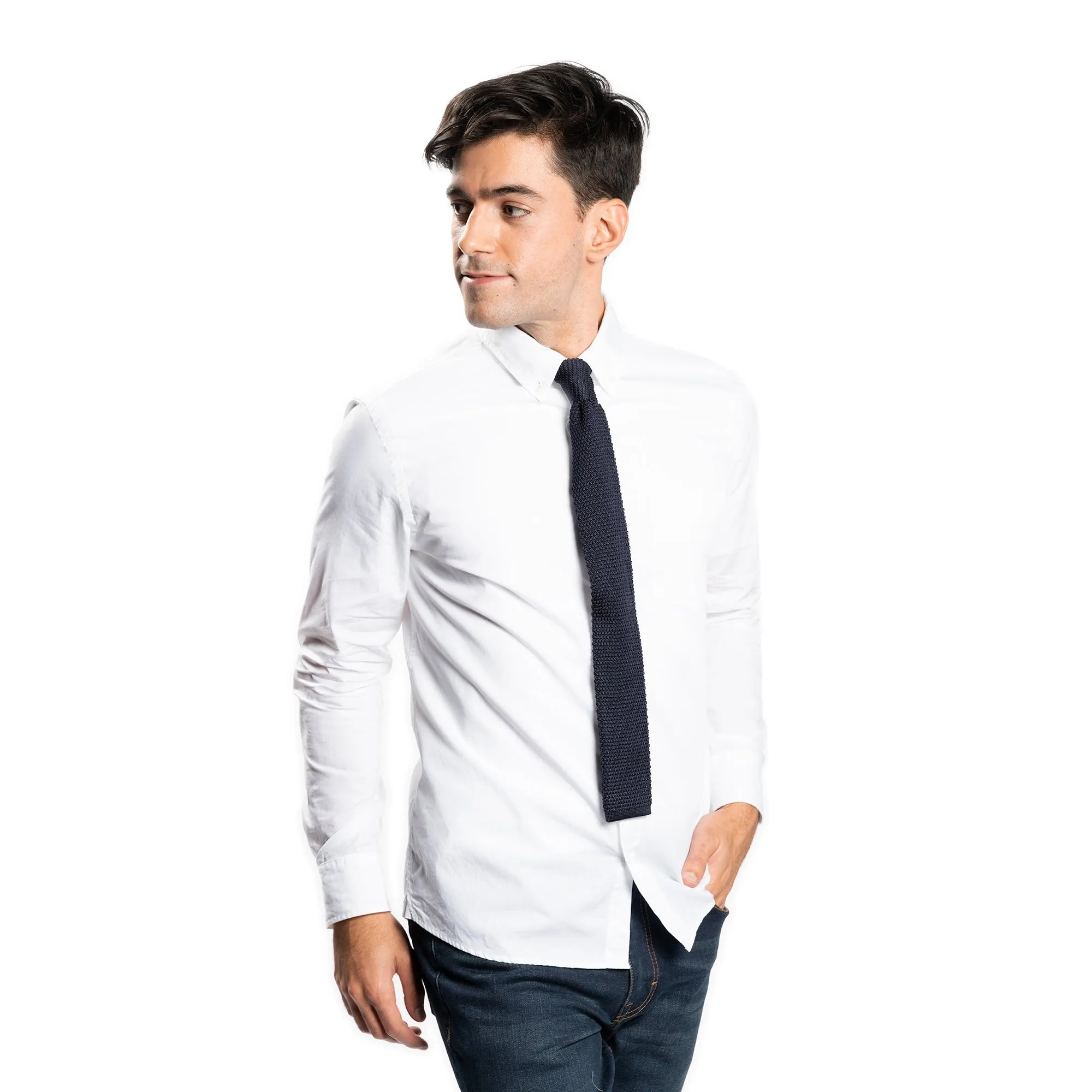 Ties - Navy Silk Knit