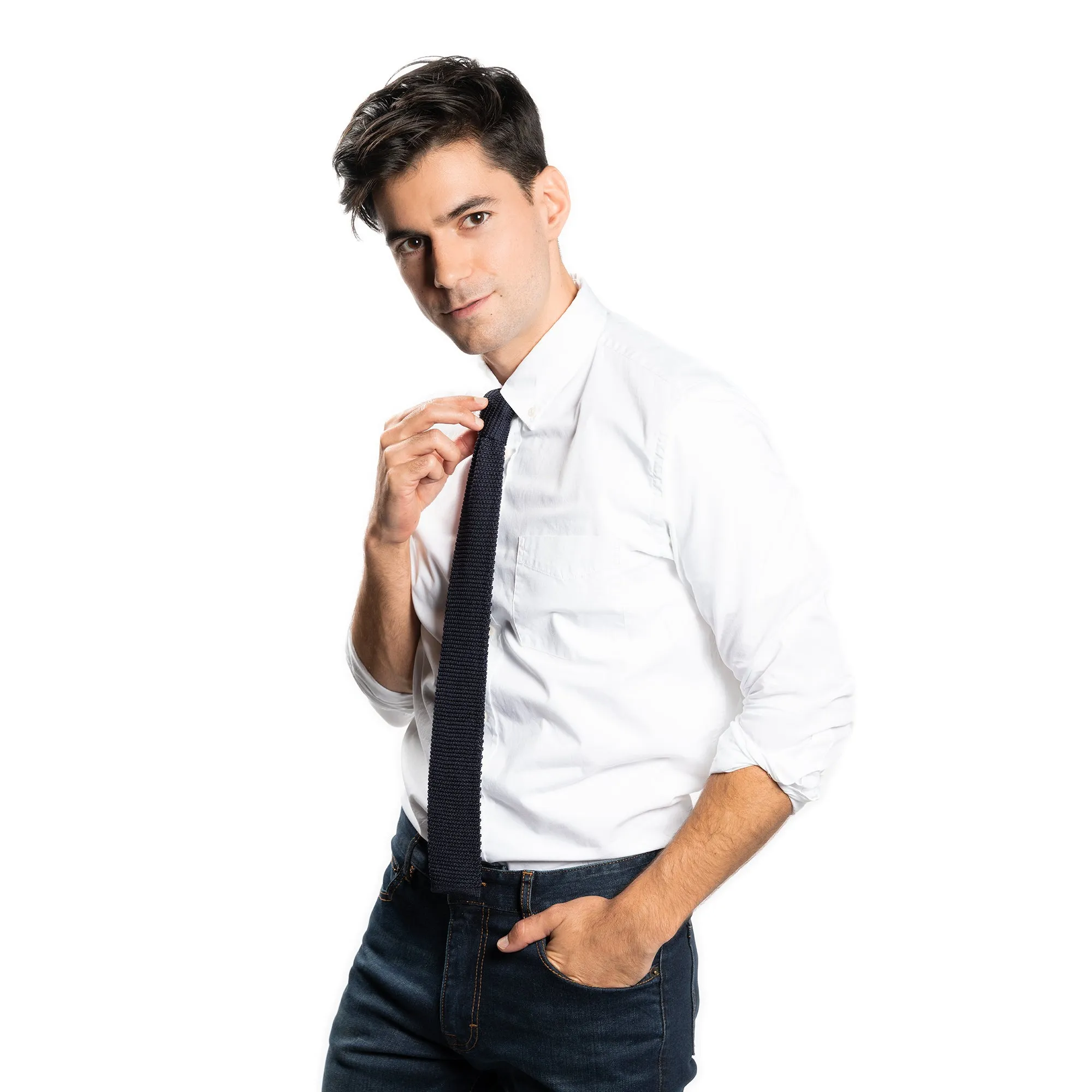 Ties - Navy Silk Knit