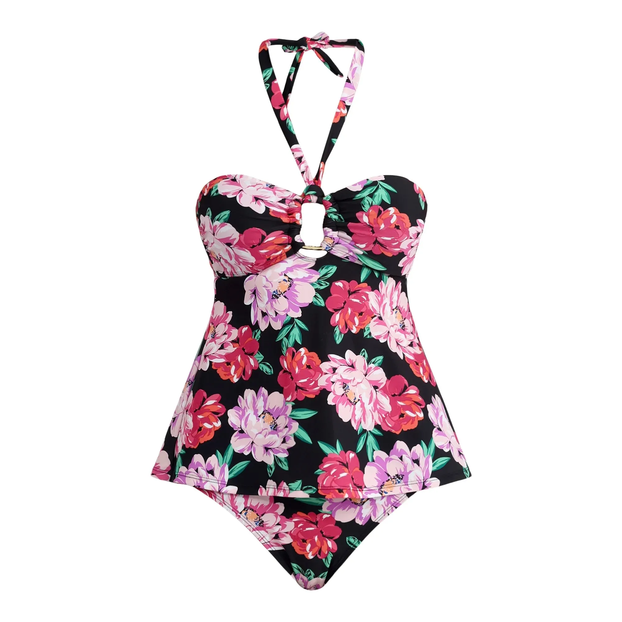 Time and Tru Women’s and Women’s Plus Printed Halter Tankini Top