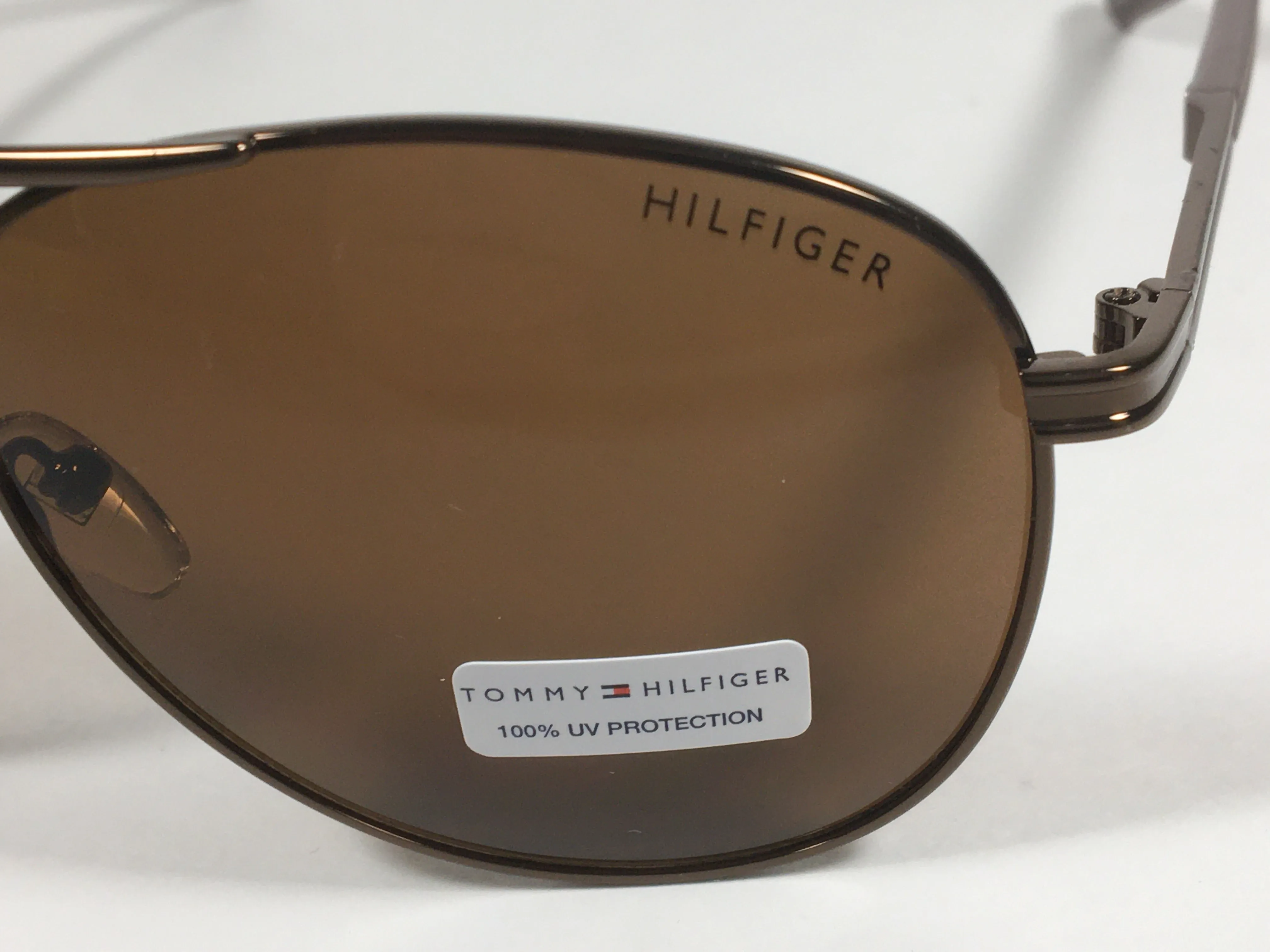 Tommy Hilfiger Bae Aviator Sunglasses Brown Bronze Metal Frame Brown Lens