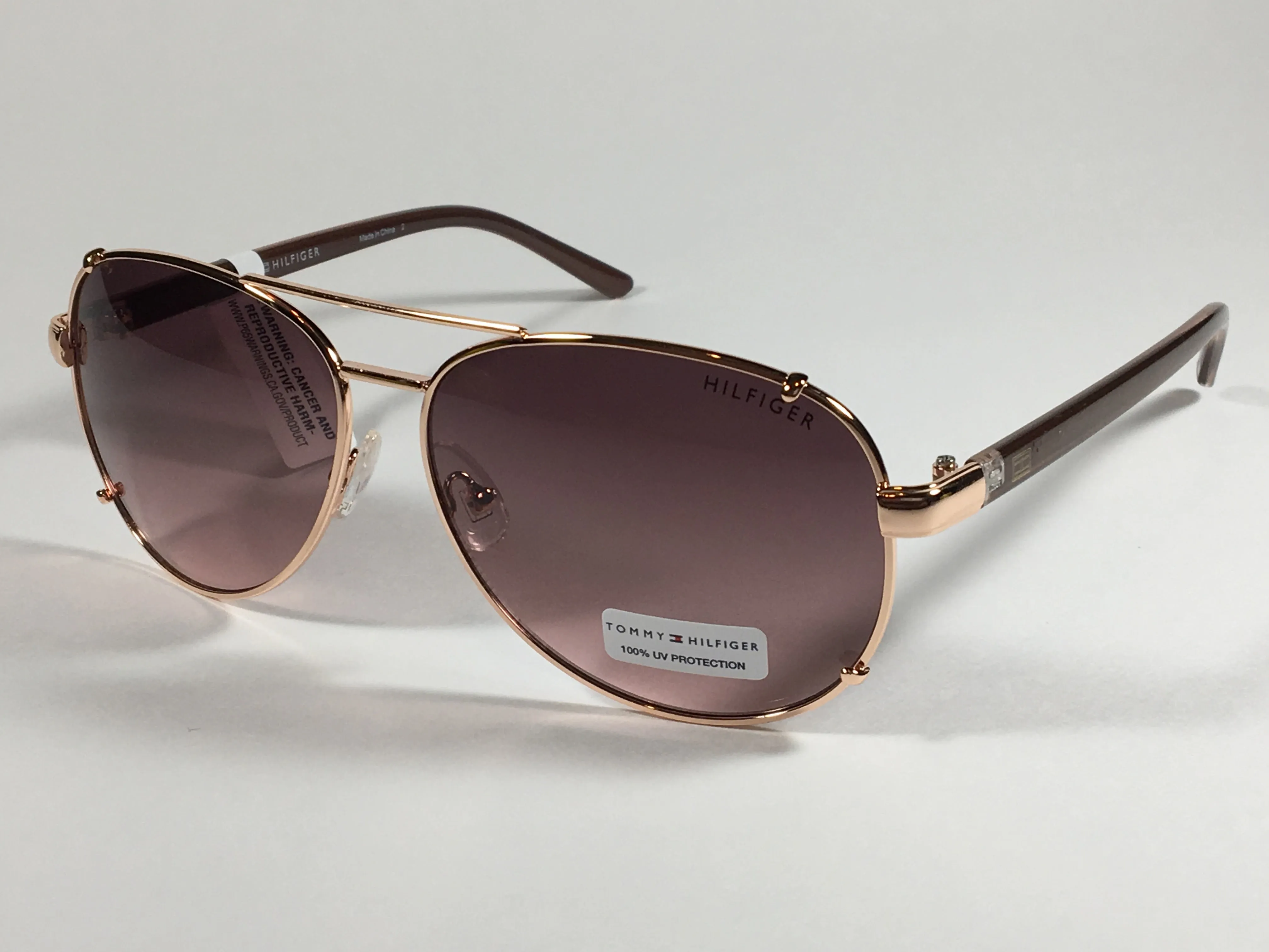 Tommy Hilfiger Bradshaw Aviator Sunglasses Rose Gold And Brown Frame Brown Gradient Lens BRADSHAW WM OL06