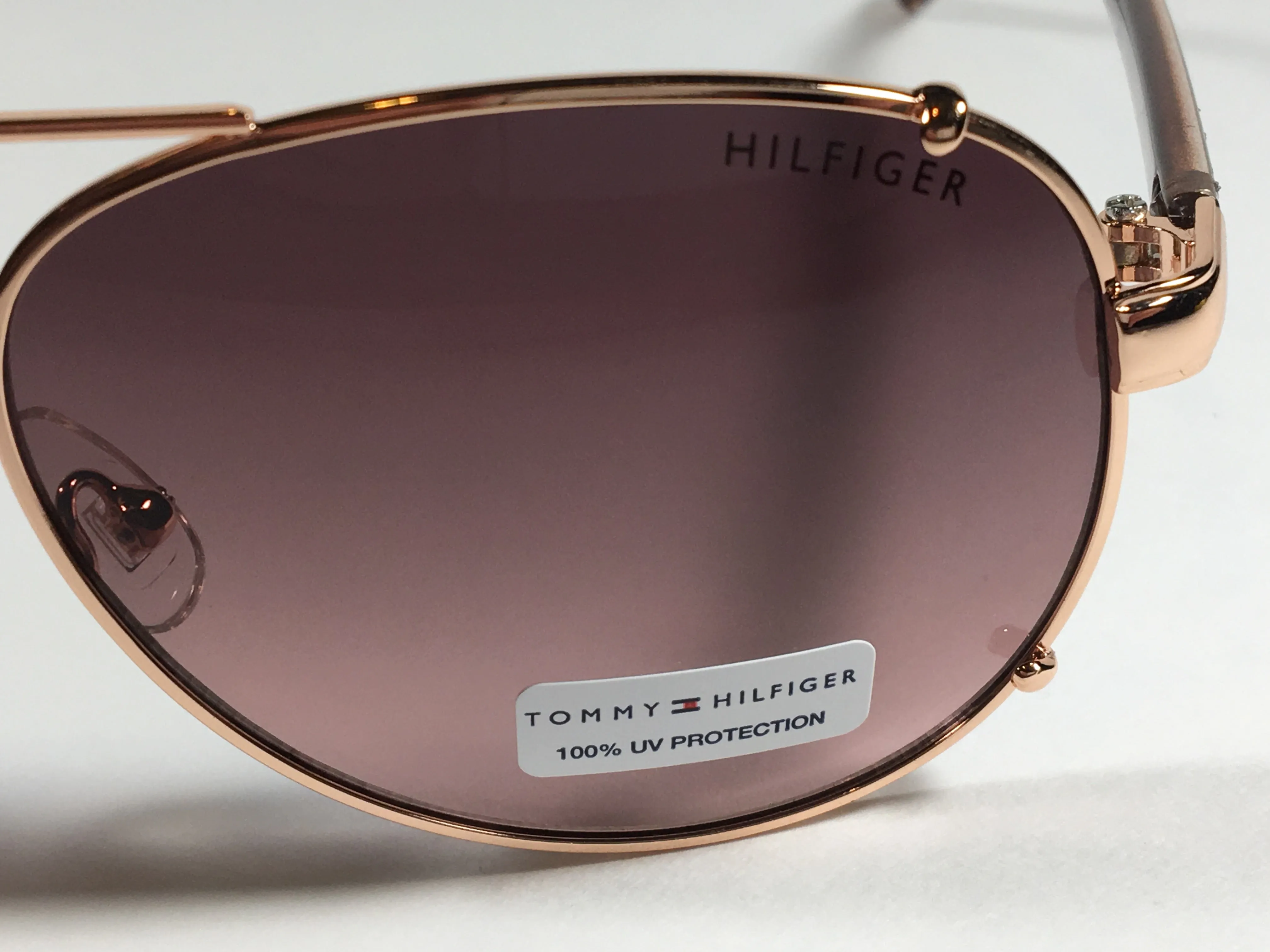 Tommy Hilfiger Bradshaw Aviator Sunglasses Rose Gold And Brown Frame Brown Gradient Lens BRADSHAW WM OL06