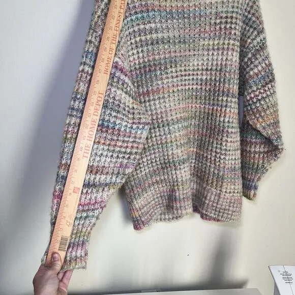 TOPSHOP Space Dye Rainbow Chunky Turtleneck Knit Sweater Small 4-6 Oversized Top