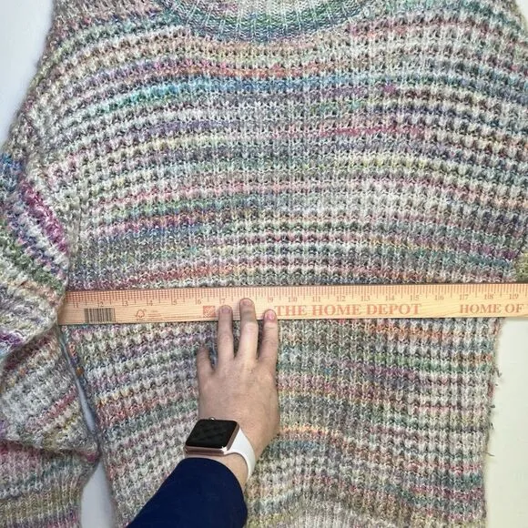 TOPSHOP Space Dye Rainbow Chunky Turtleneck Knit Sweater Small 4-6 Oversized Top