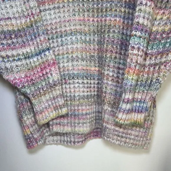 TOPSHOP Space Dye Rainbow Chunky Turtleneck Knit Sweater Small 4-6 Oversized Top