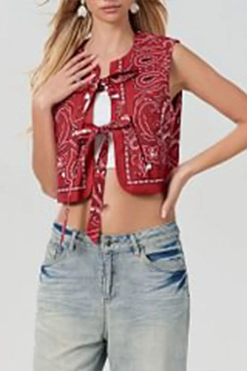 TR3269 Boho Crop Vest Outerwear