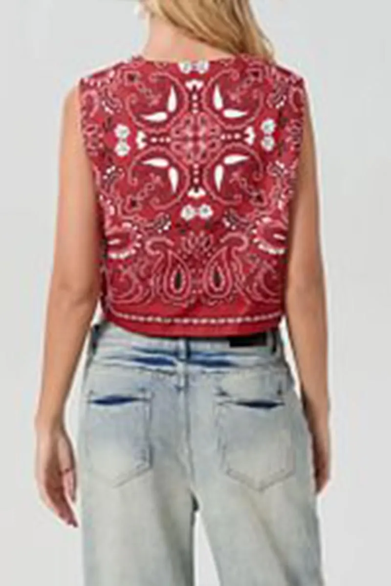TR3269 Boho Crop Vest Outerwear