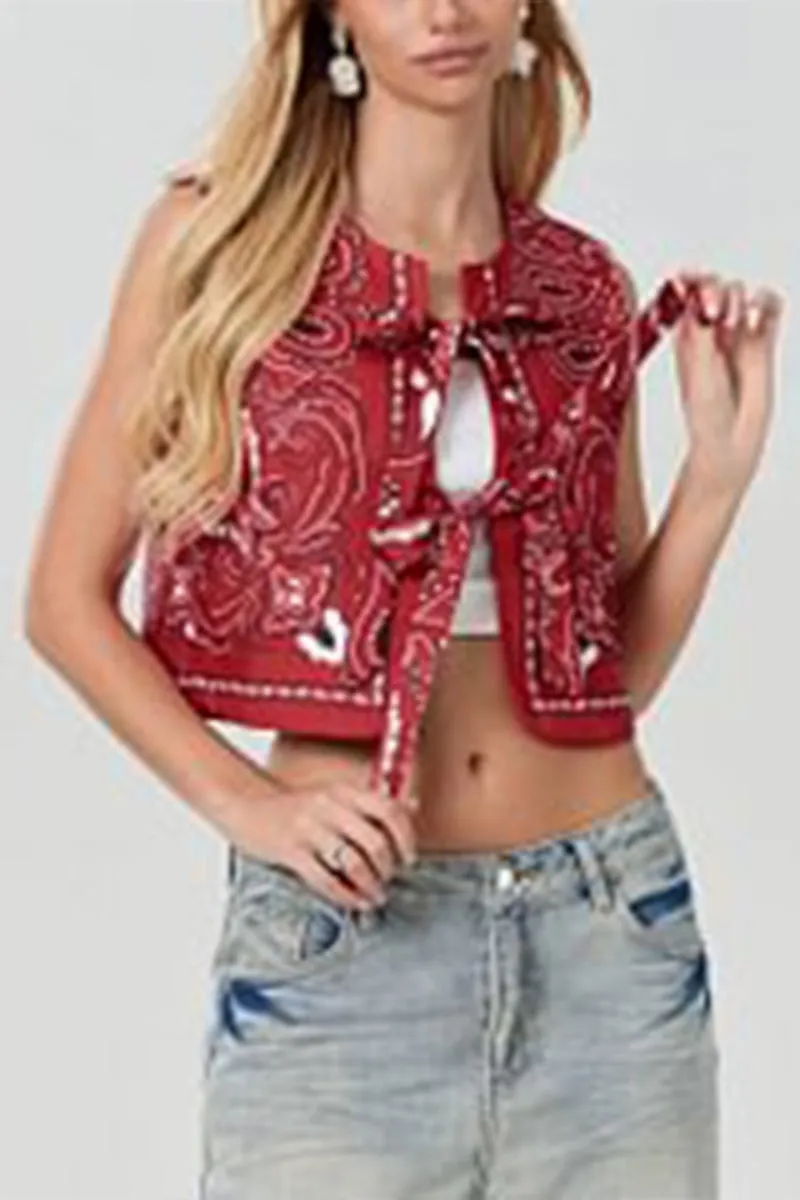TR3269 Boho Crop Vest Outerwear
