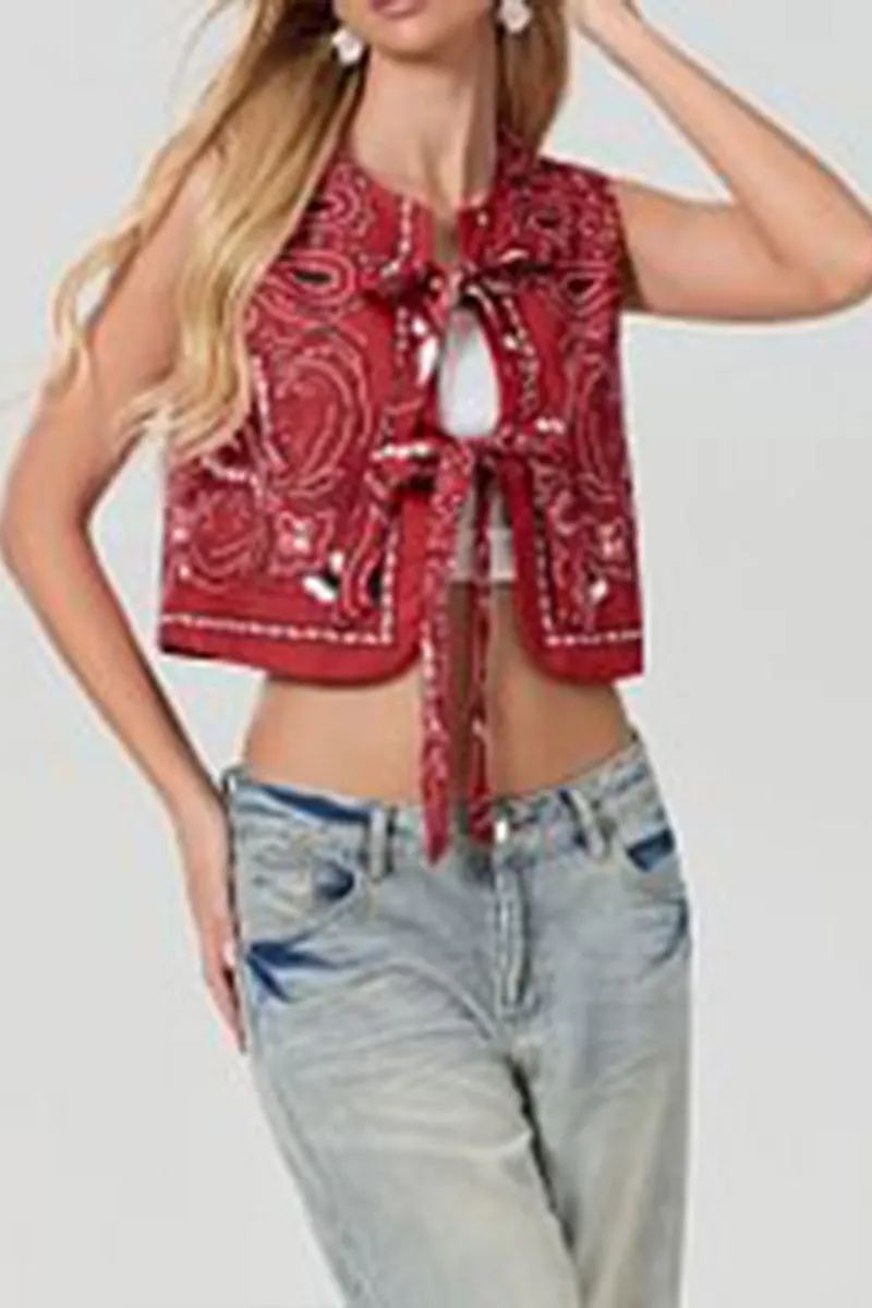 TR3269 Boho Crop Vest Outerwear