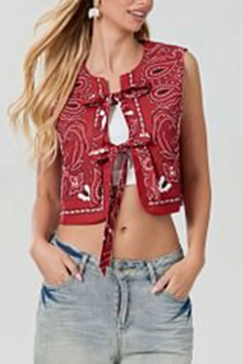 TR3269 Boho Crop Vest Outerwear