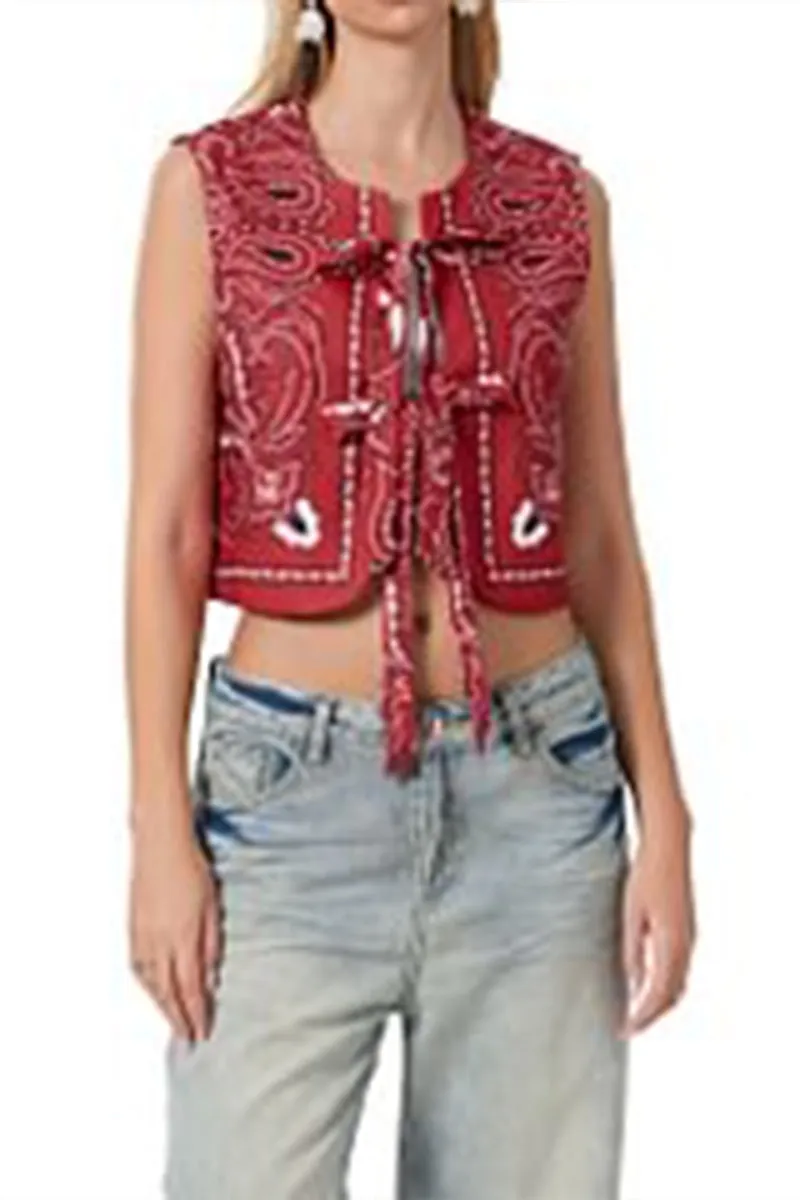 TR3269 Boho Crop Vest Outerwear