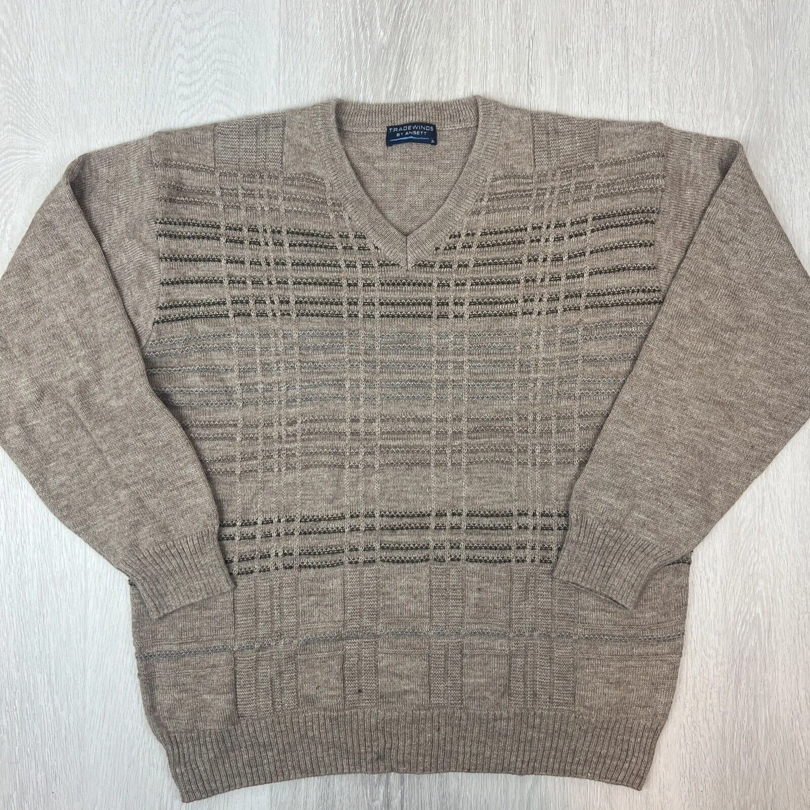 Tradewinds by Ansett Mens Brown Knitted Pullover Jumper Size 2XL
