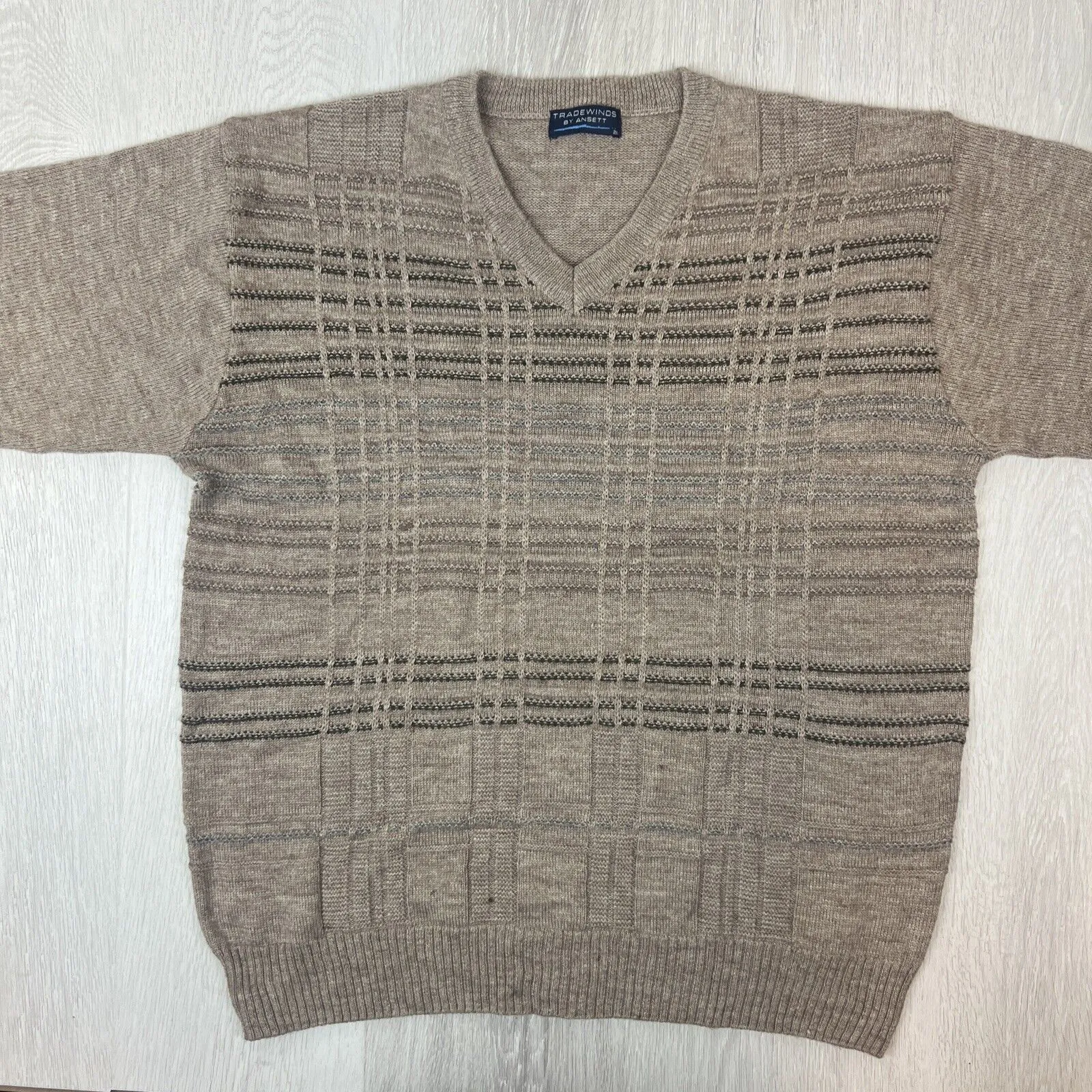 Tradewinds by Ansett Mens Brown Knitted Pullover Jumper Size 2XL