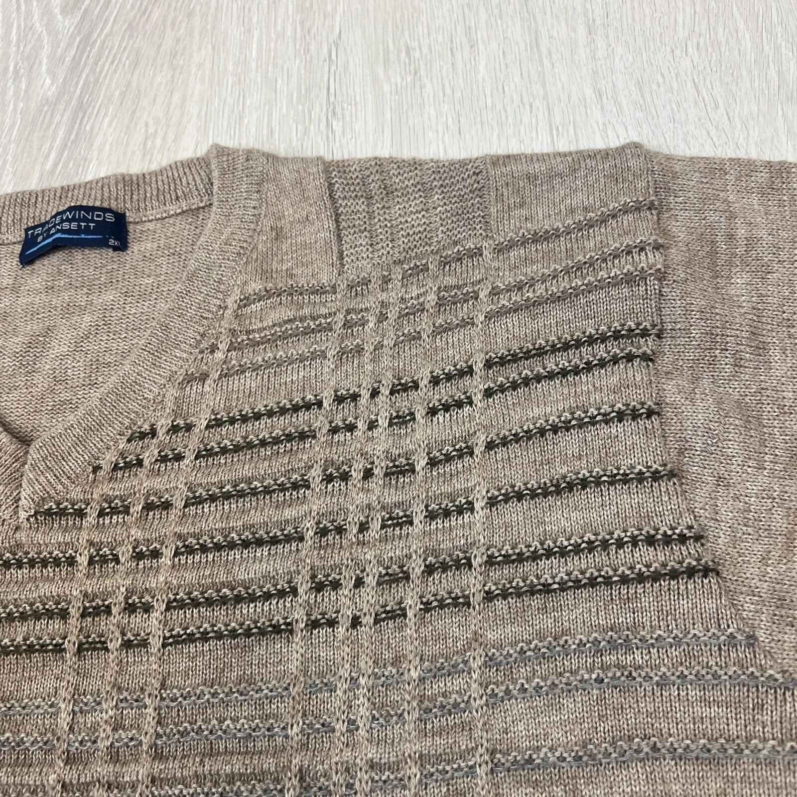 Tradewinds by Ansett Mens Brown Knitted Pullover Jumper Size 2XL