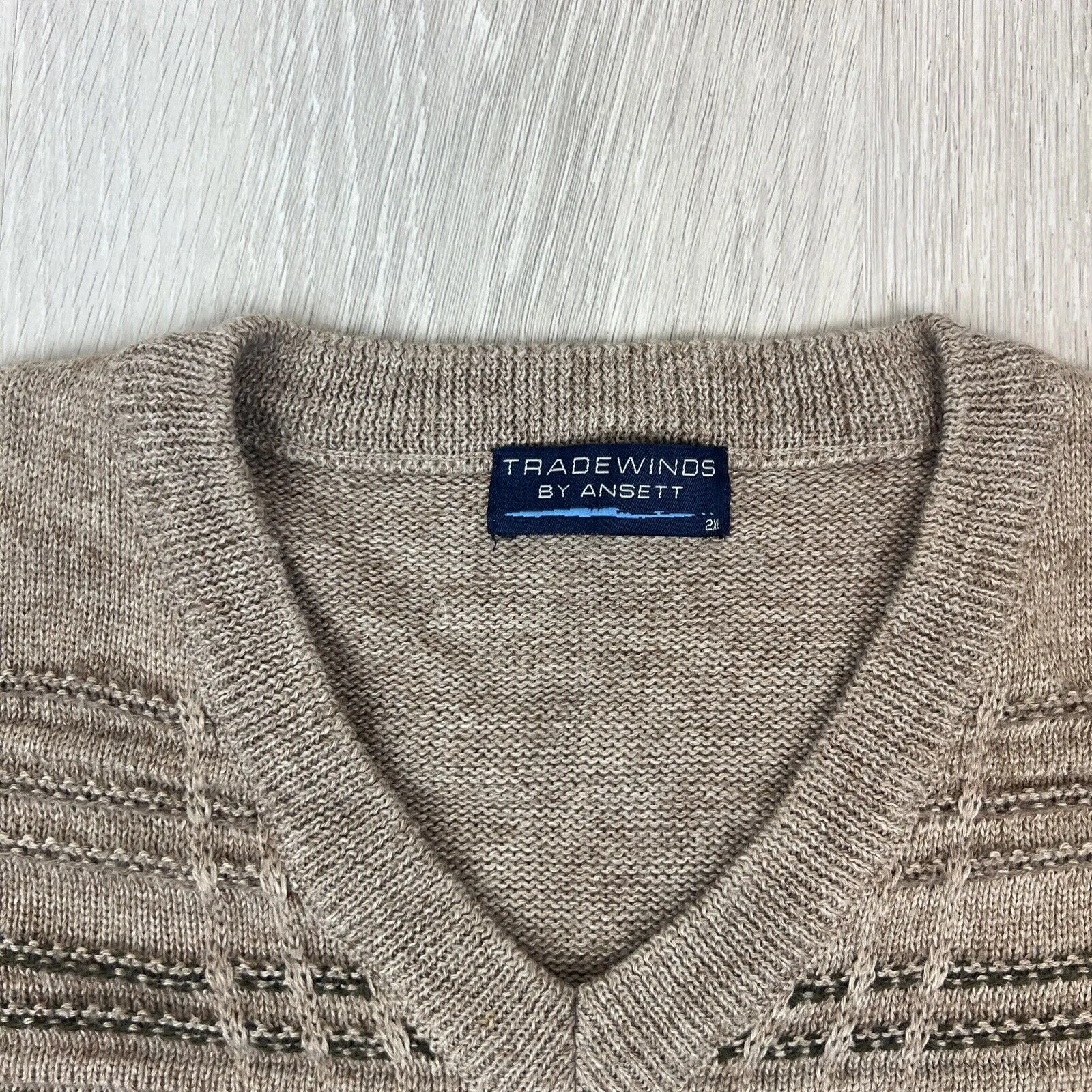Tradewinds by Ansett Mens Brown Knitted Pullover Jumper Size 2XL