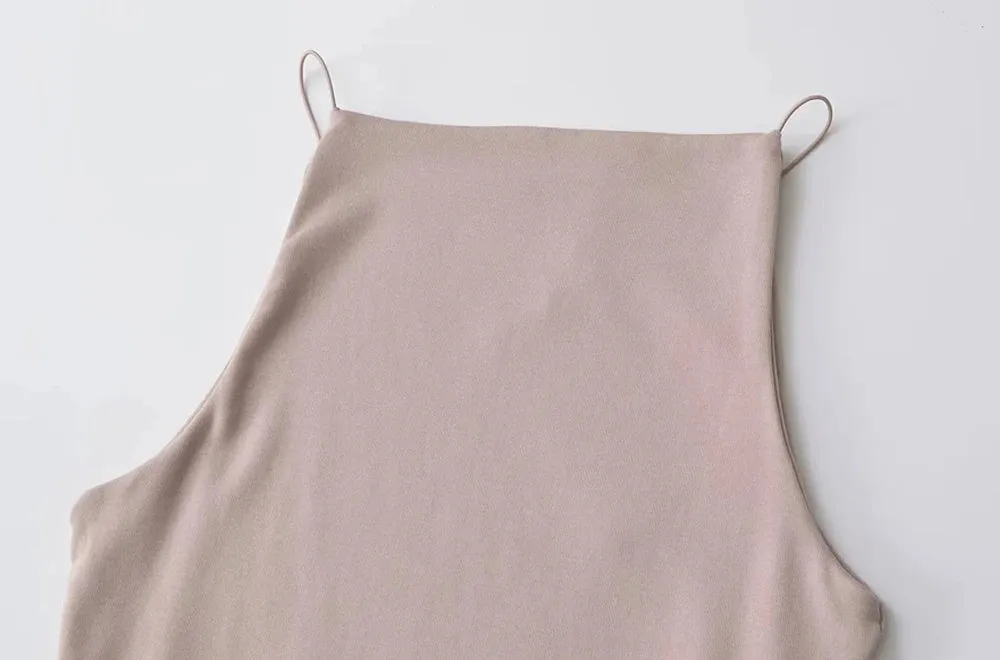 TRAF-Women's Halter Tank Tops, Sleeveless Vest, Thin Straps, Female Camis, Solid Color, Fashion