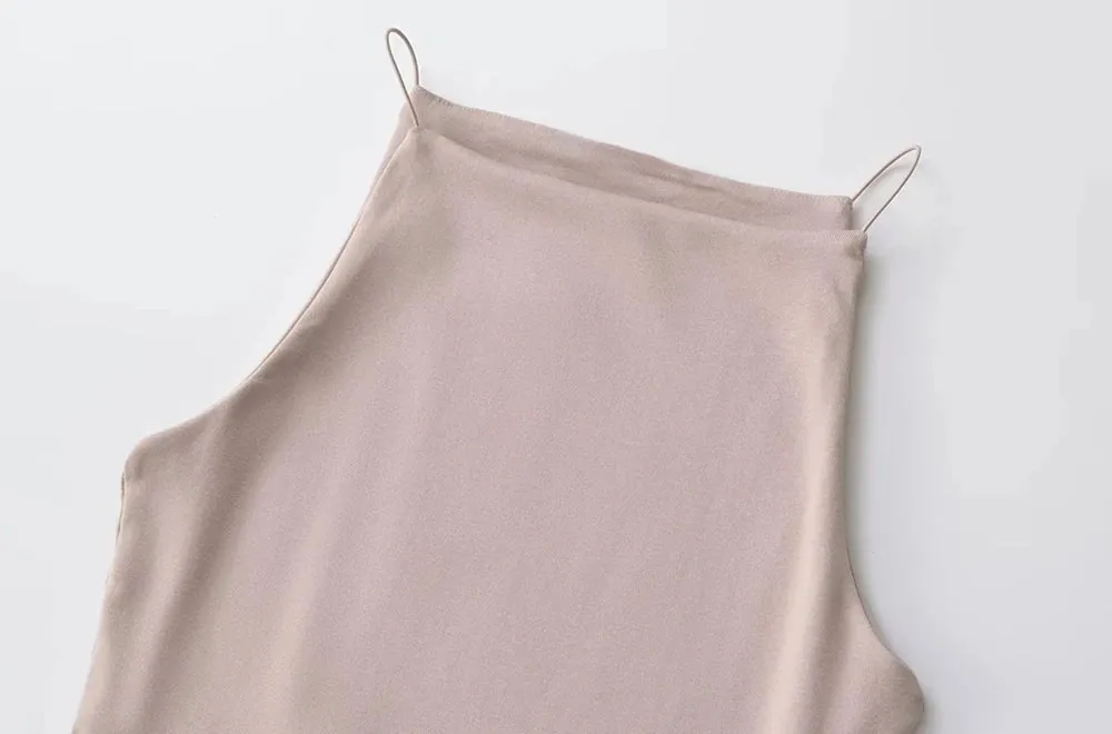 TRAF-Women's Halter Tank Tops, Sleeveless Vest, Thin Straps, Female Camis, Solid Color, Fashion