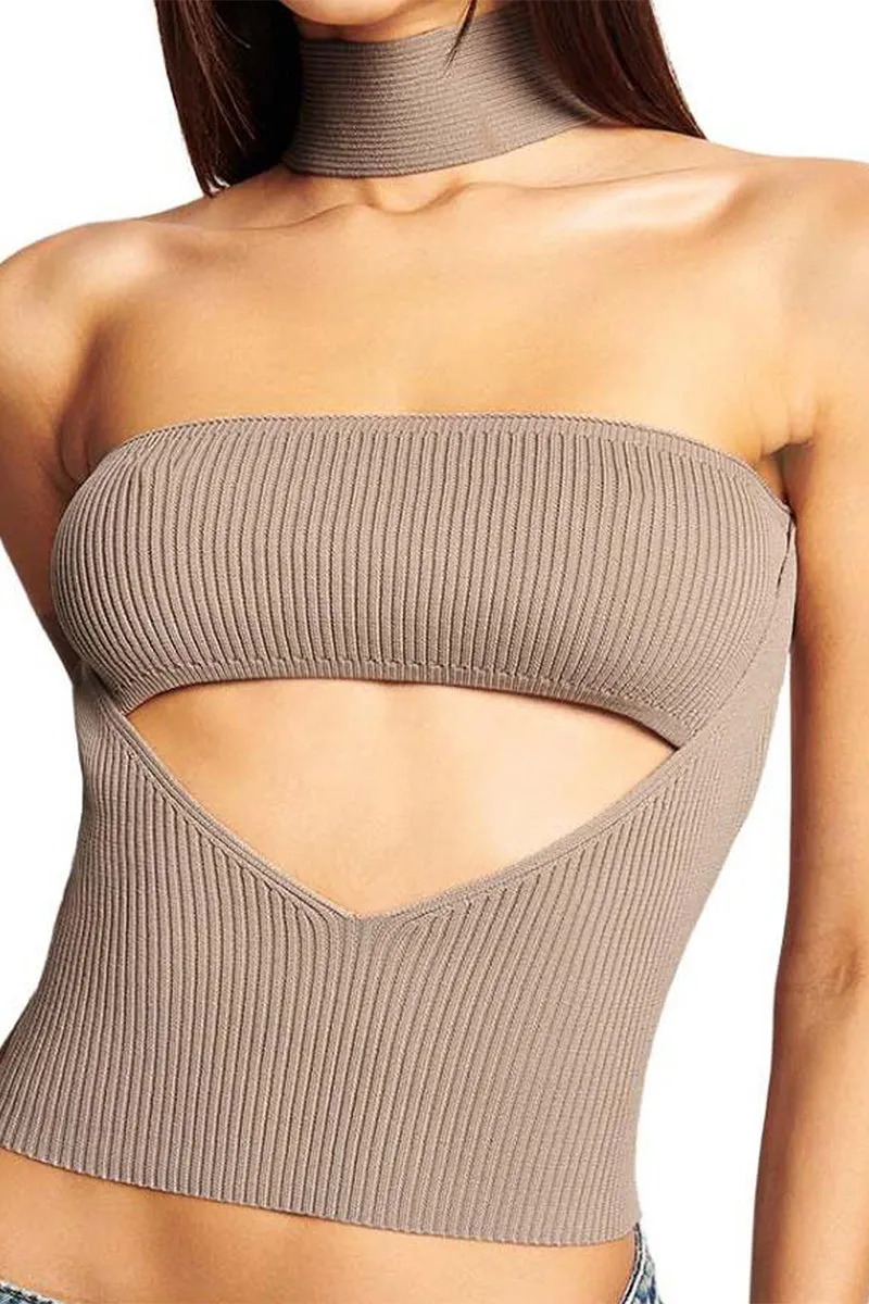 TS3416 Knitted Choker Tank Top