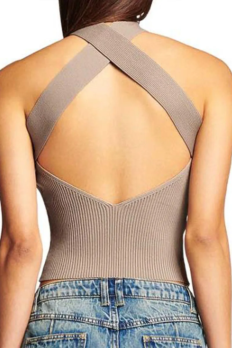 TS3416 Knitted Choker Tank Top